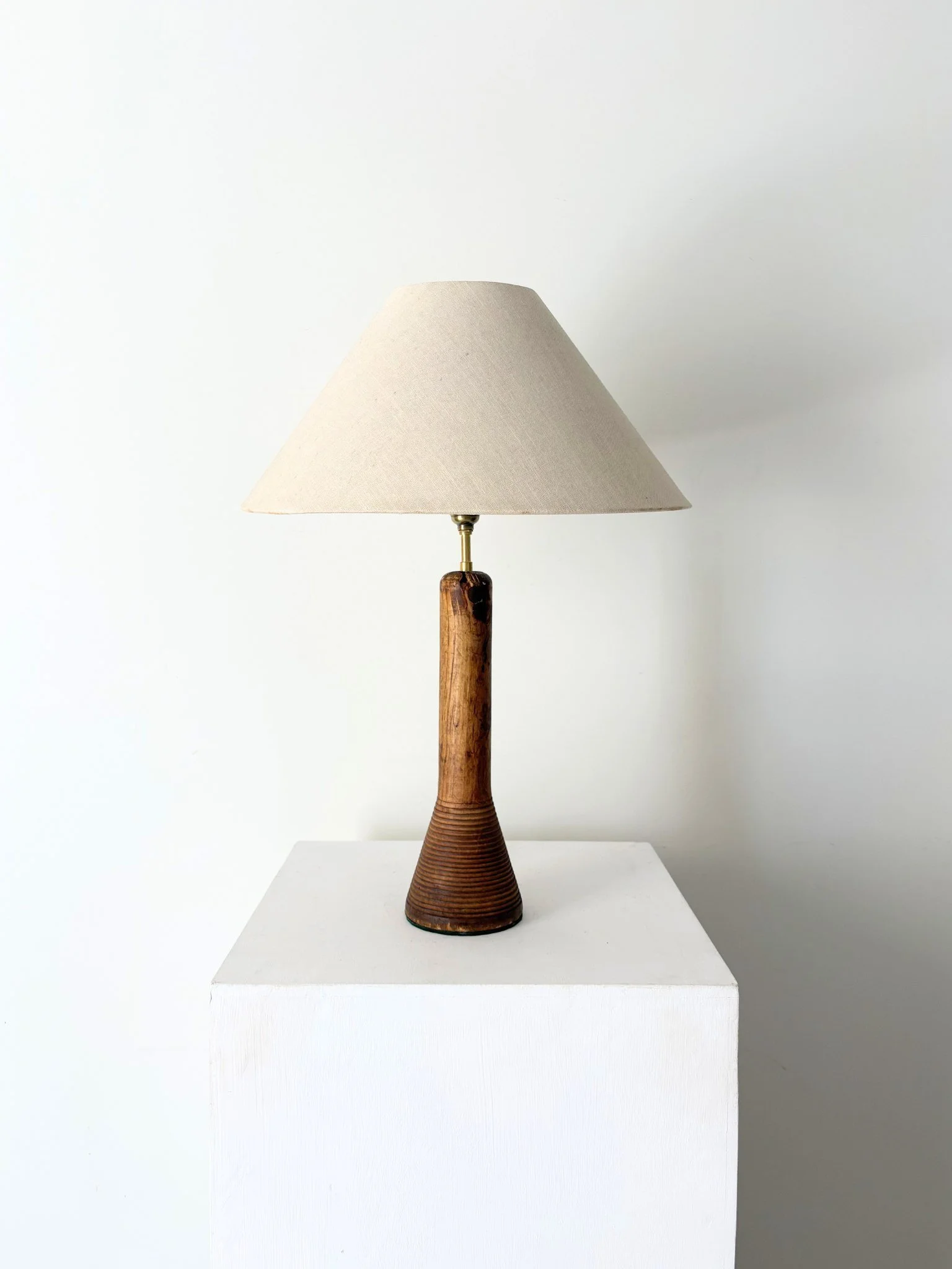 Conical Vintage Turned Wood Table Lamp - Bureau Bruton Antique Lighting