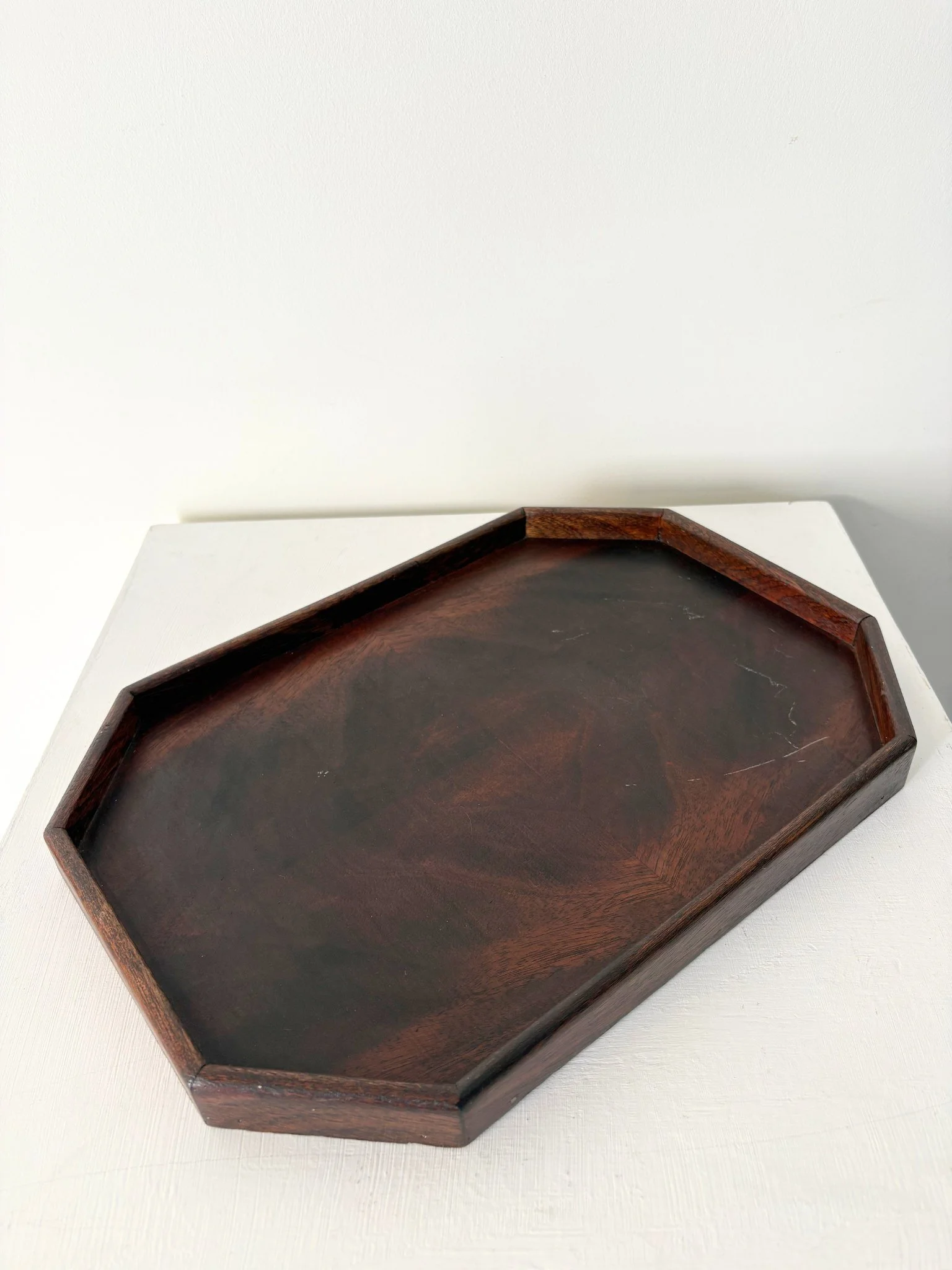 This handmade decorative tray has an elongated octagonal form with a super simple design - Bureau Bruton Antiques and Vintage