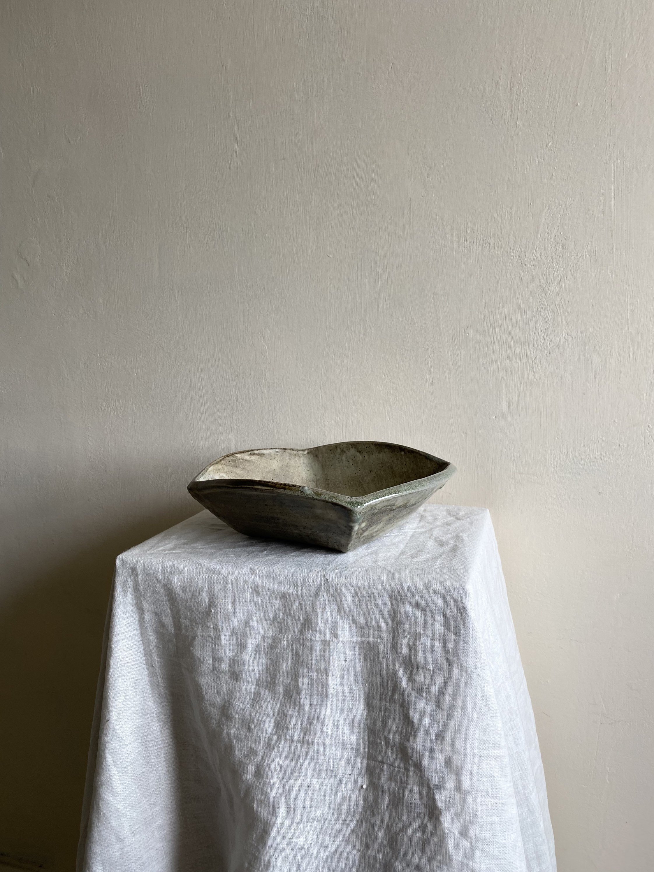 Brutalist Grey Mid Century Ceramic Studio Pottery Bowl