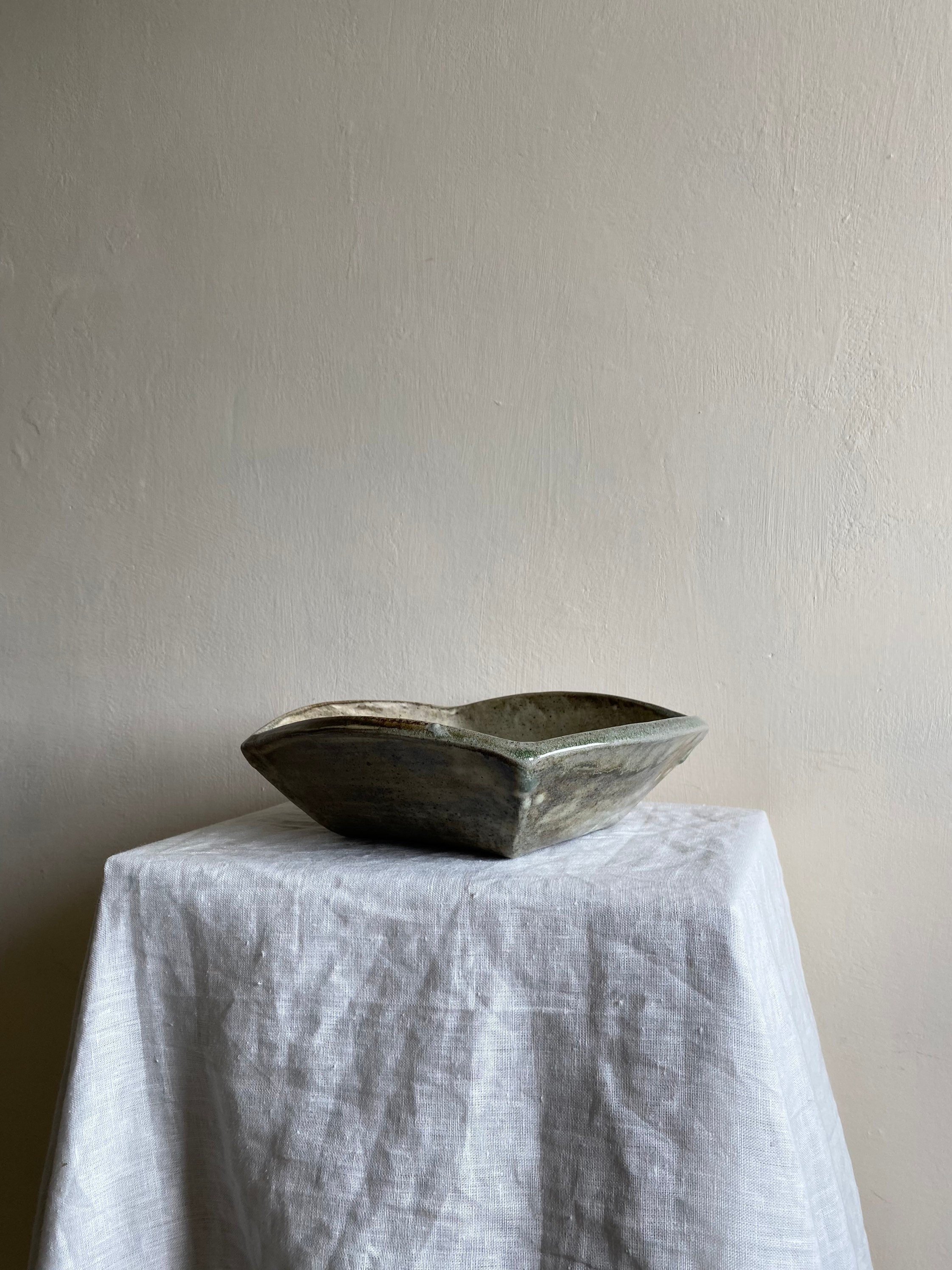 Brutalist Grey Mid Century Ceramic Studio Pottery Bowl