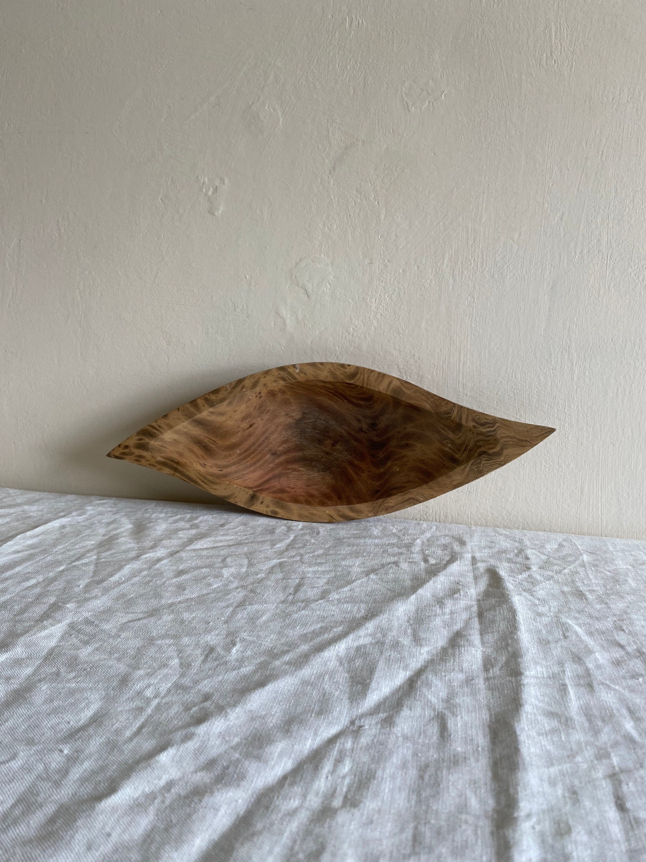 Unique hand carved vintage burr wood bowl or dish