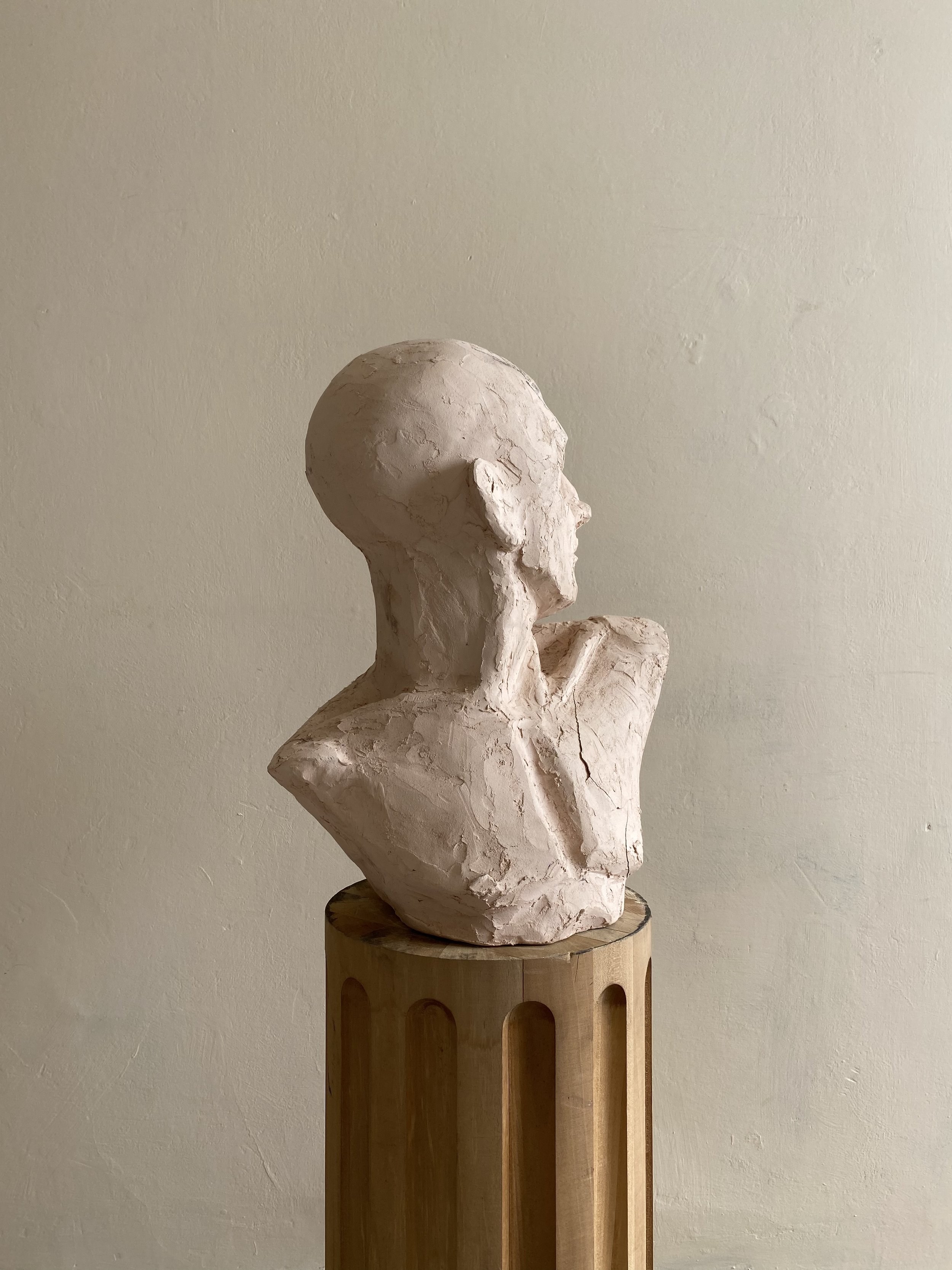 Vintage 20th Century bust sculpture handmade in plaster