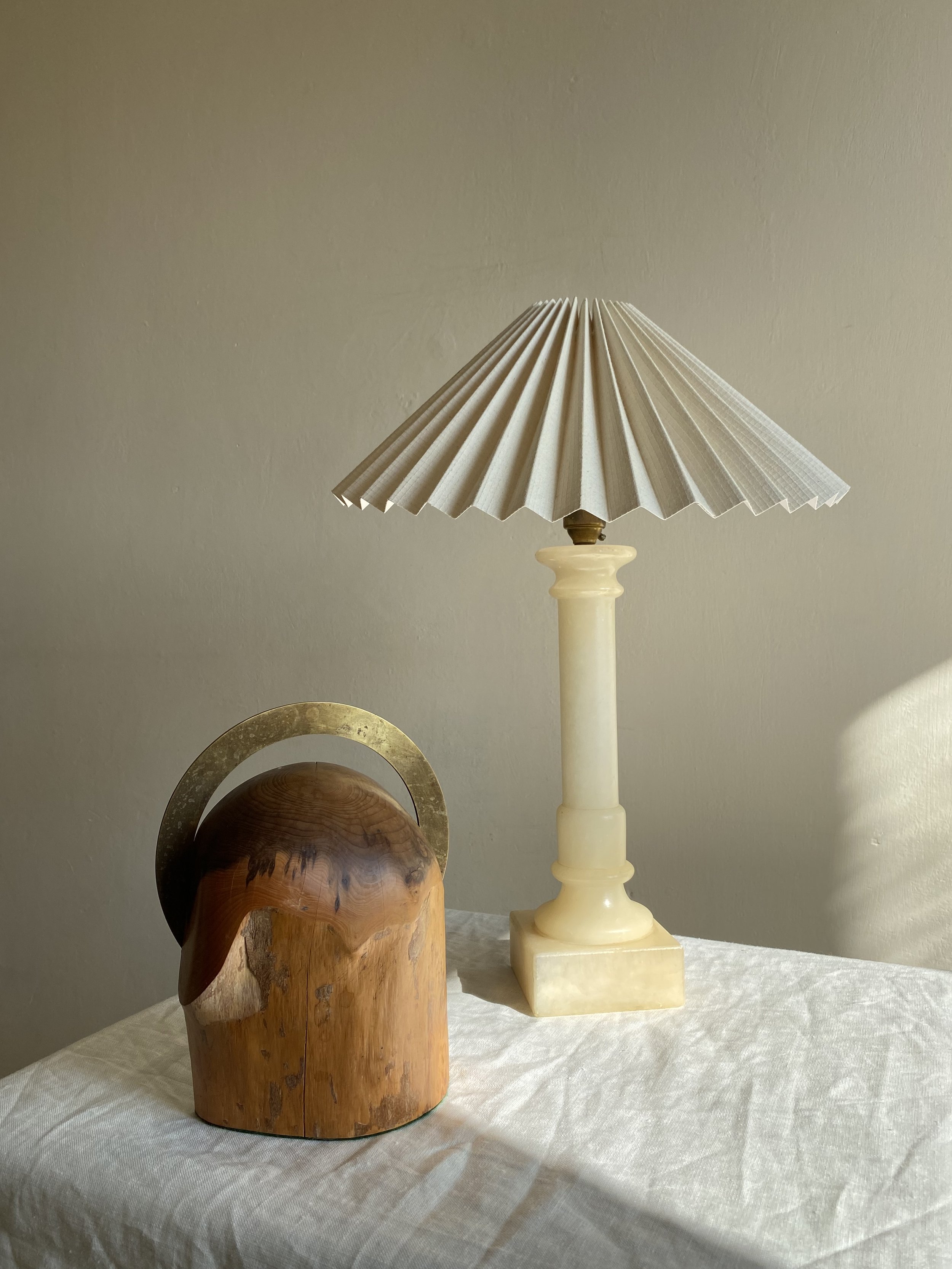 Minimalist Vintage Arc Sculpture In Solid Wood And Brass
