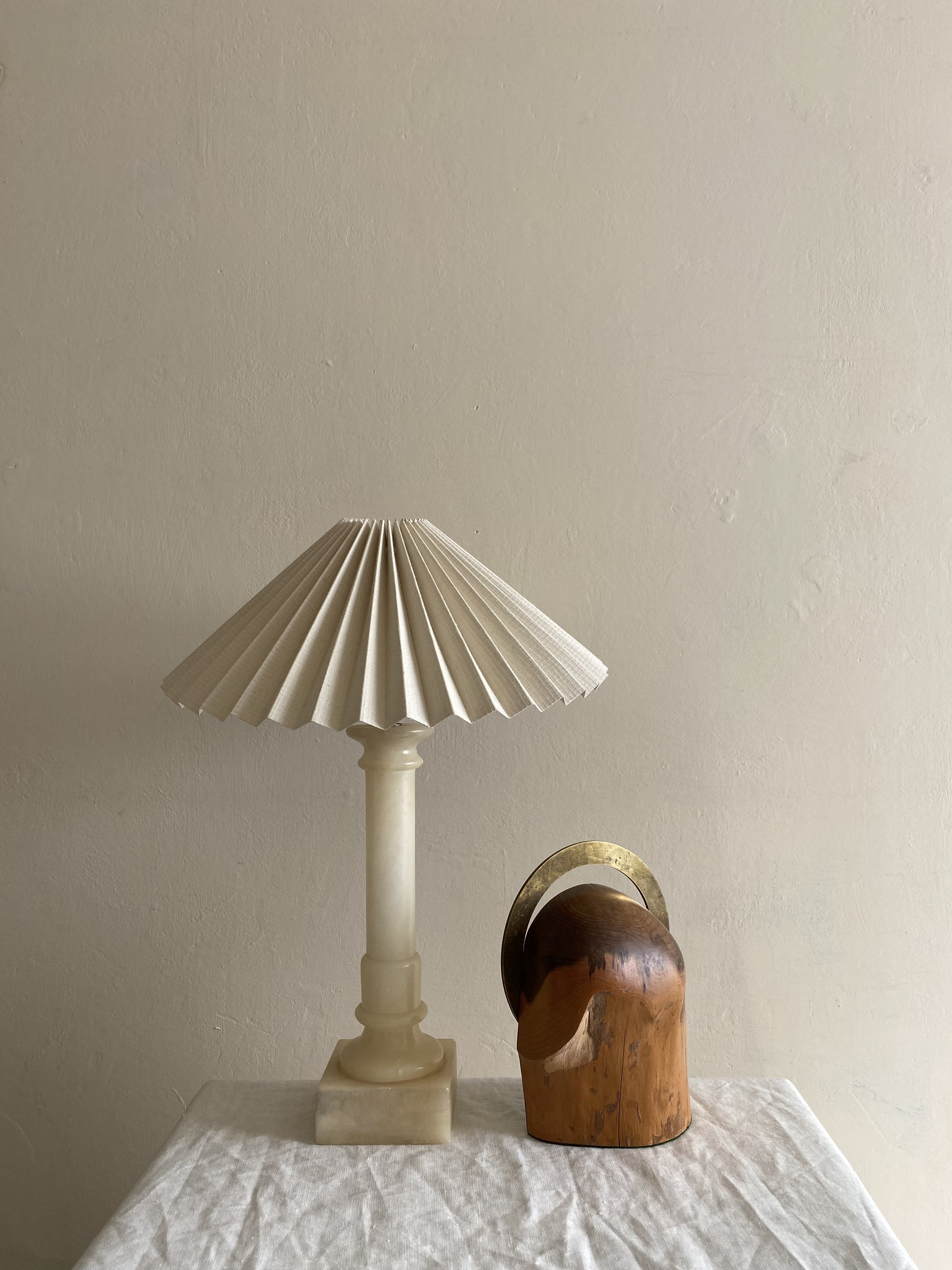 Minimalist Vintage Arc Sculpture In Solid Wood And Brass