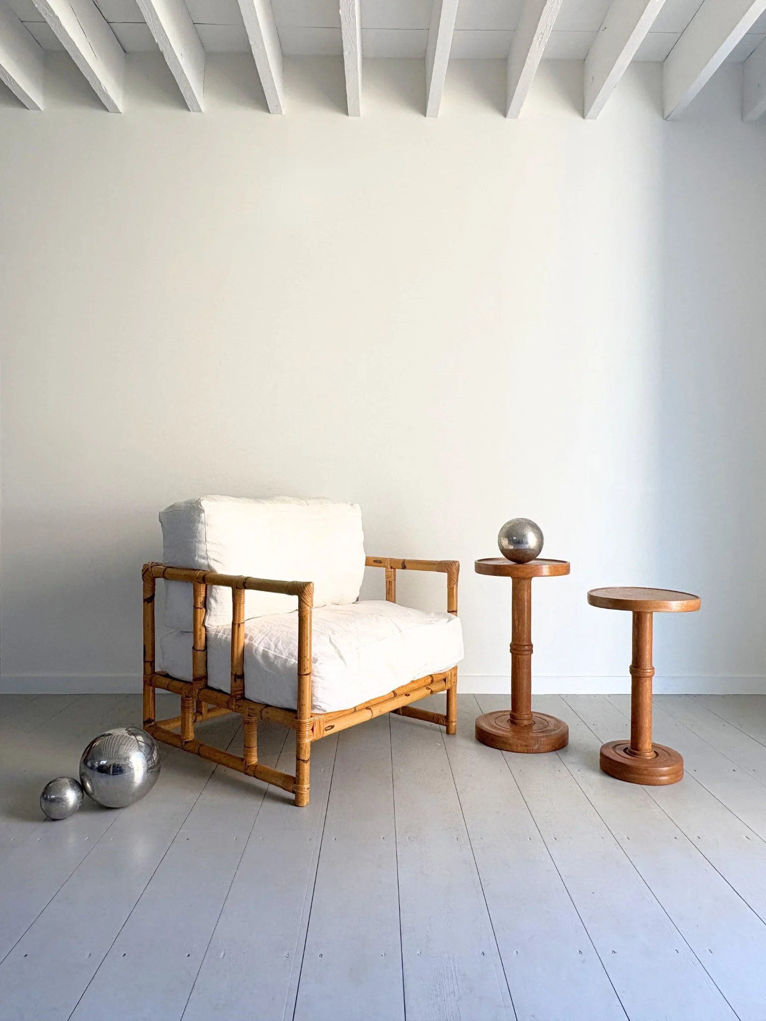 Pair of Hand Turned Vintage Oak Occasional Tables In The Arts and Crafts Style - Bureau Bruton Antiques and Vintage Design Shop
