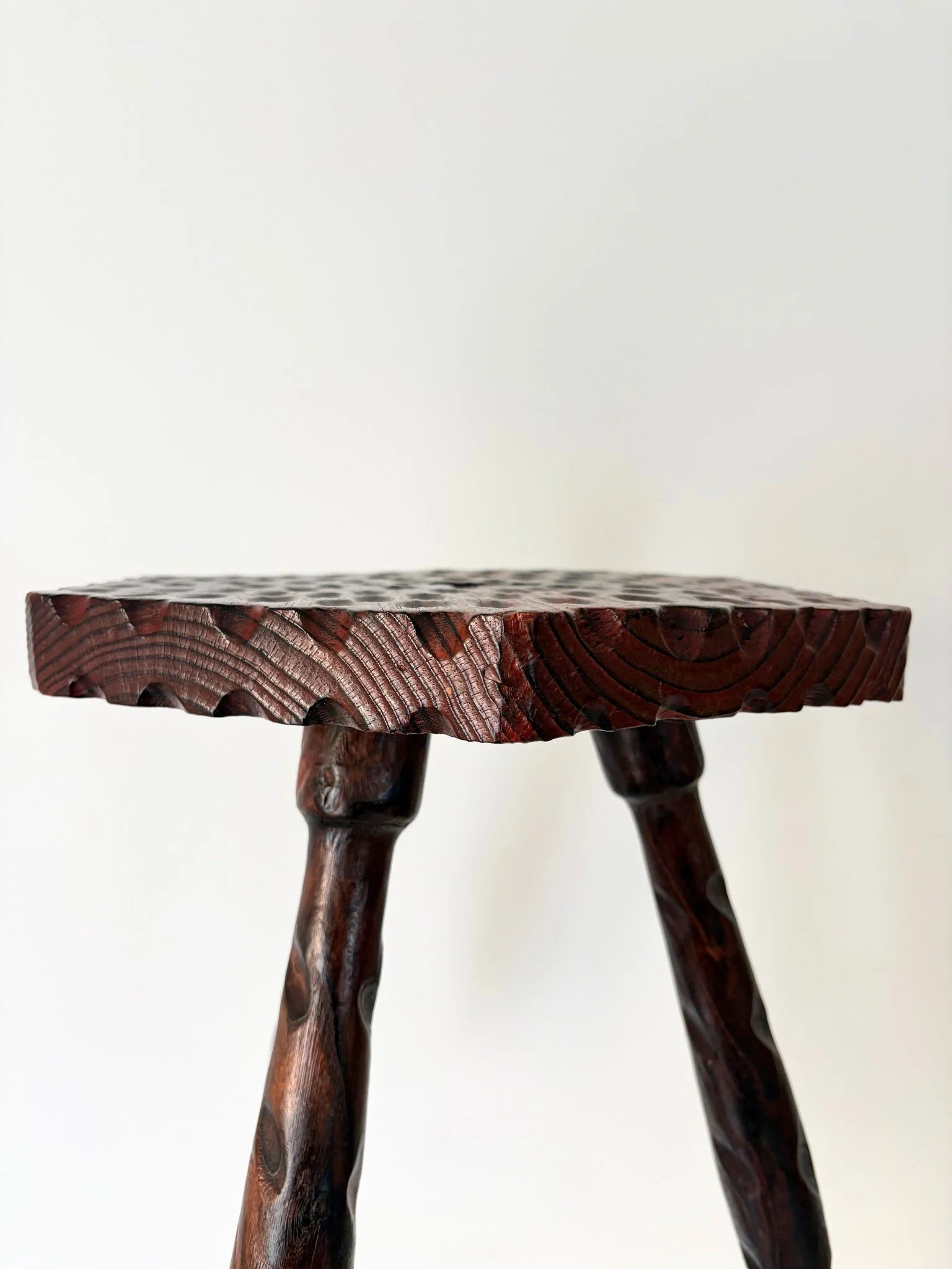 Gouged Spanish Colonial Wooden Stool -Bureau Bruton