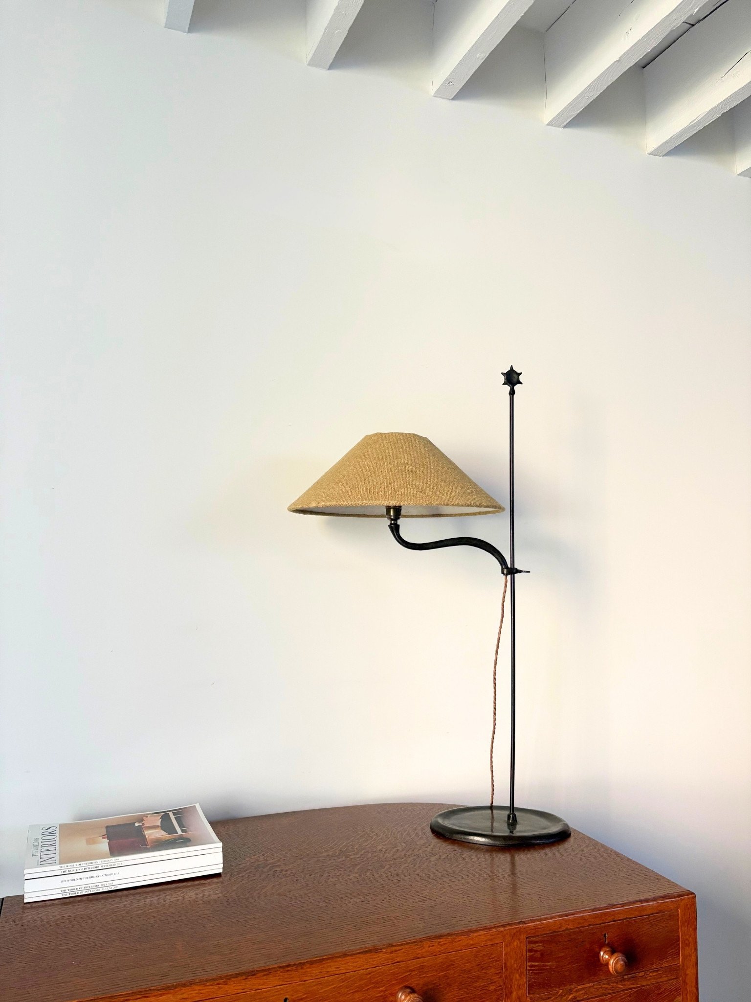 Vintage 20th Century Wrought Iron Artisanal Modernist Table Lamp - Bureau Bruton