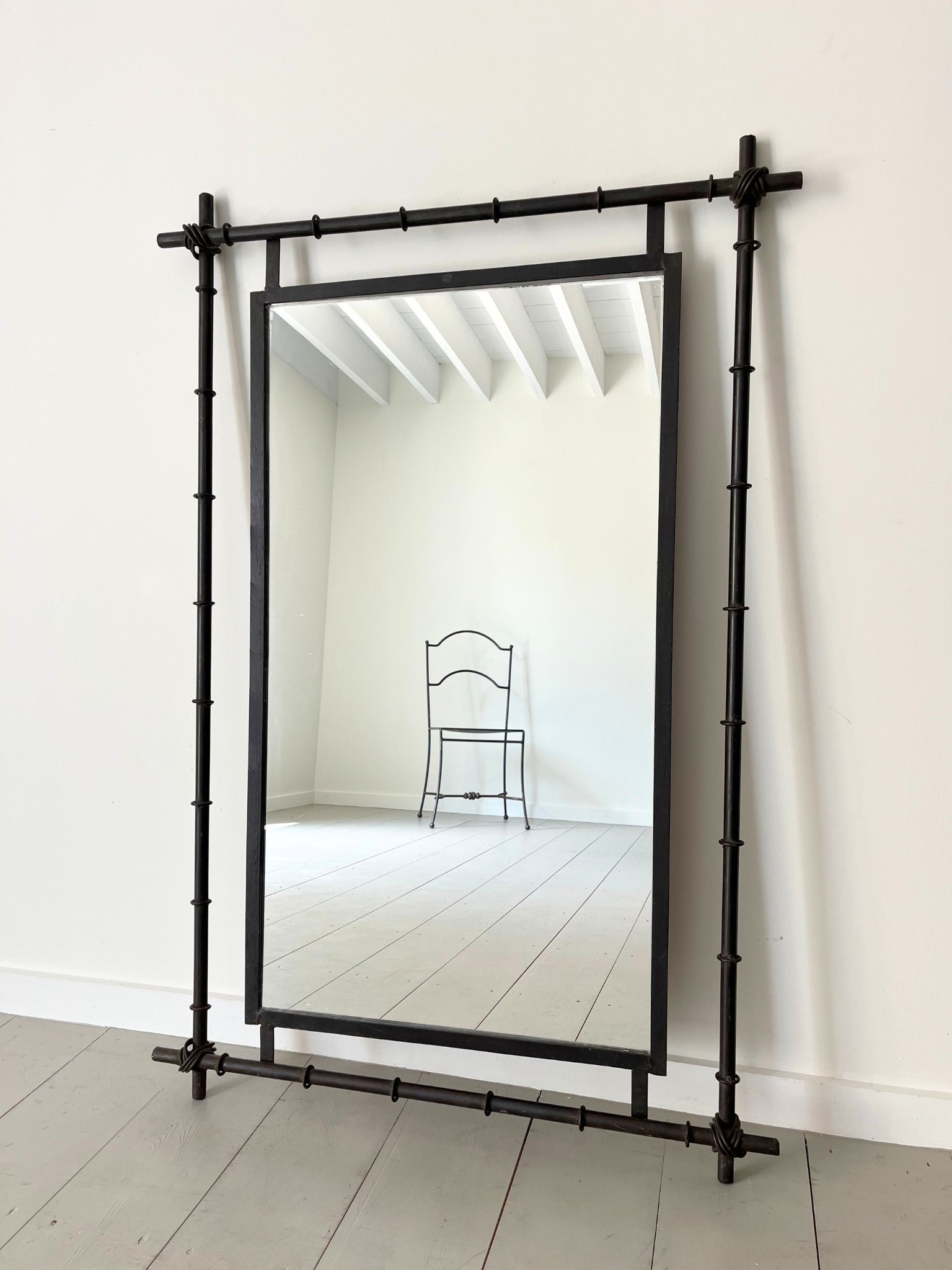 Industrial Faux Bamboo Mirror