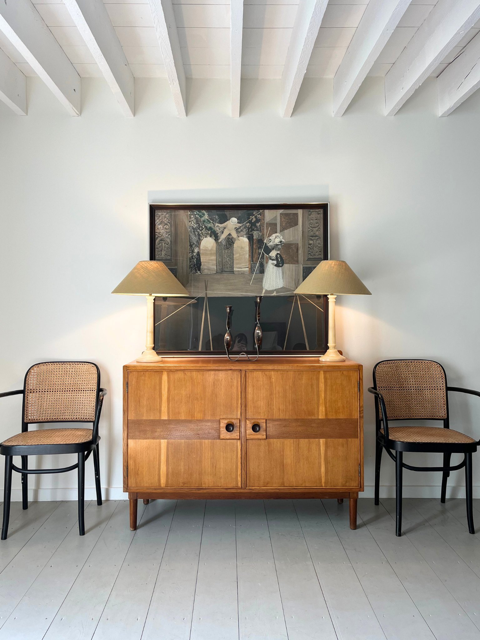 Mid Century Wooden Sideboard With Tonal Inlay - Bureau Bruton Antiques and Design Gallery and Sourcing