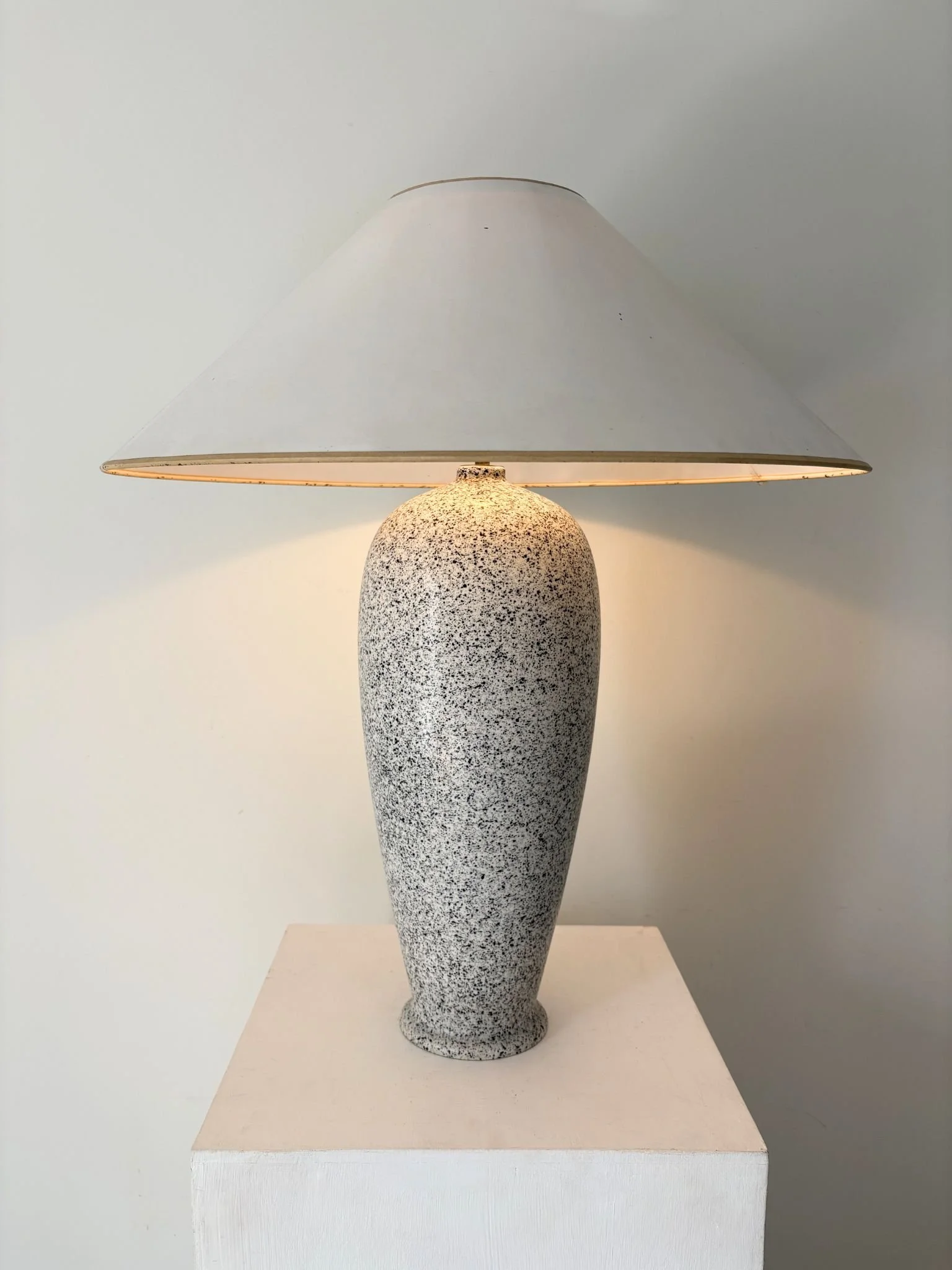 Tall Slim Italian Lamp With Extreme Coolie Shade - Bureau Bruton Antiques and Vintage