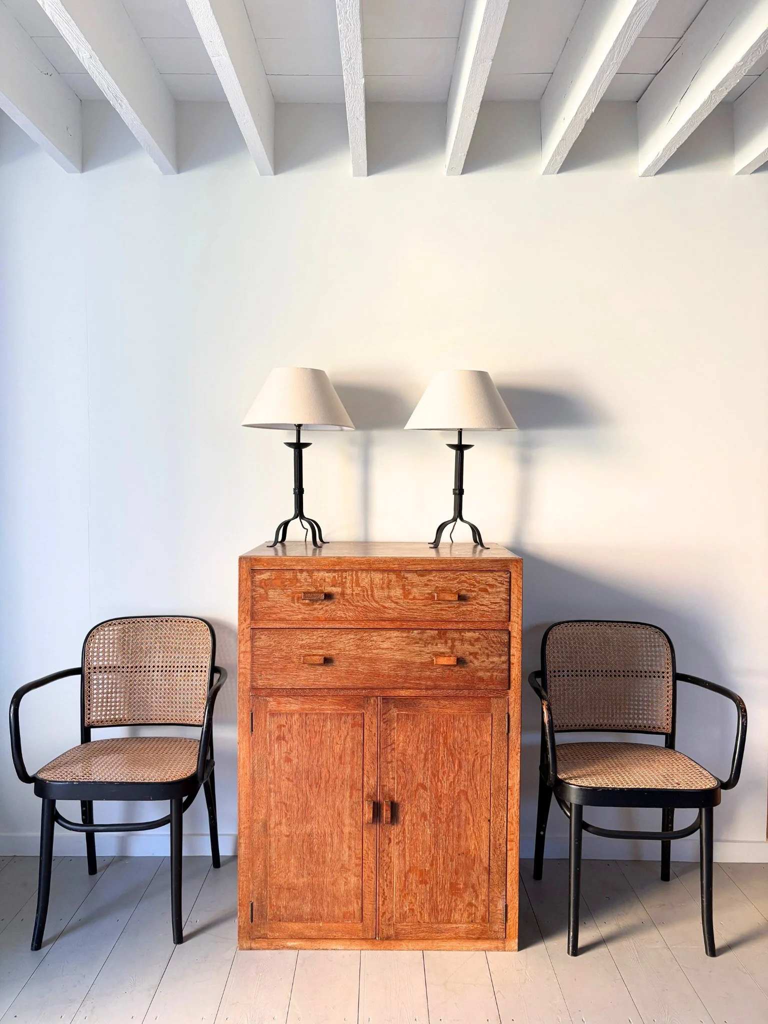 Limed Oak Vintage Heals Tallboy Cabinet - Bureau Bruton