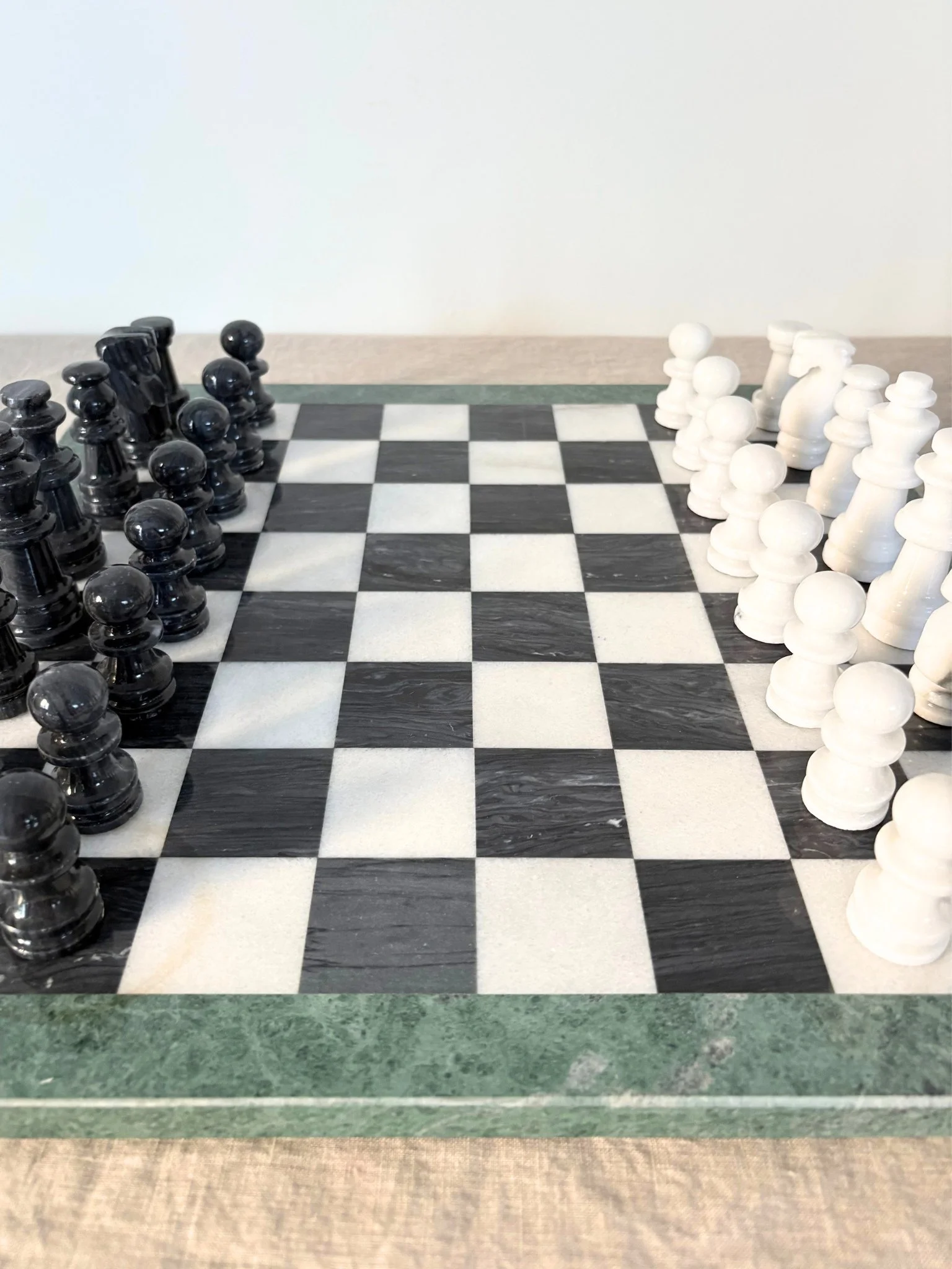 Hand Made Green Stone Chess Set - Bureau Bruton