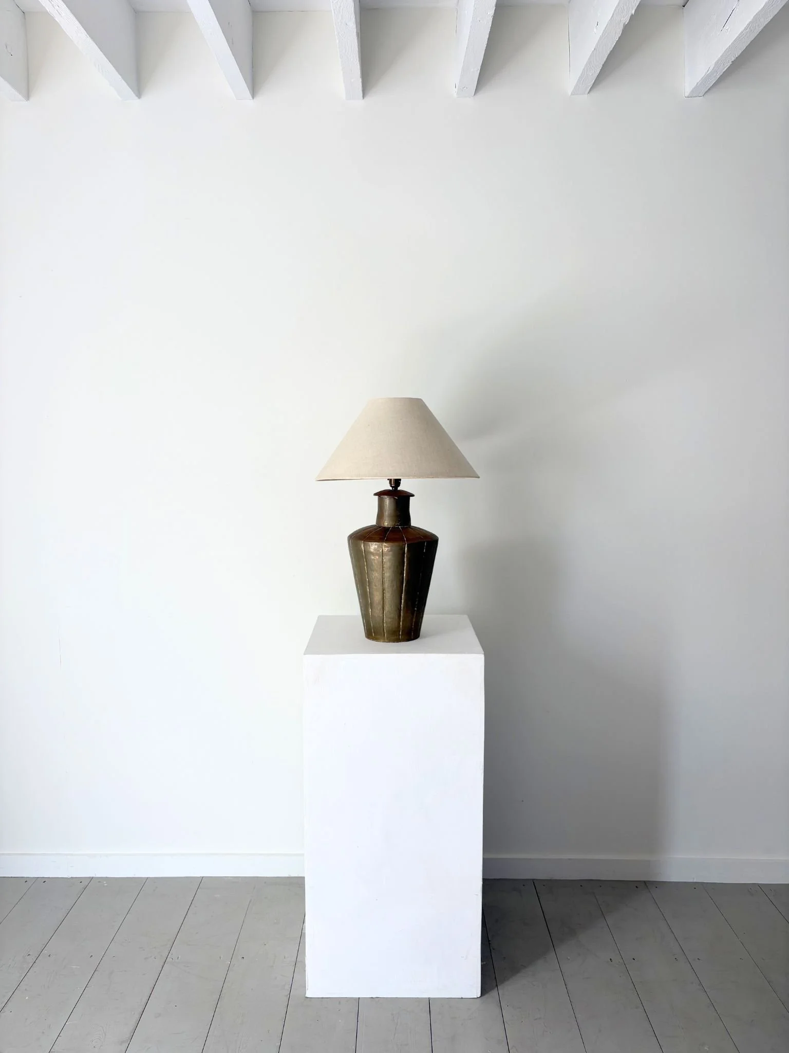 Panelled Brass Lamp