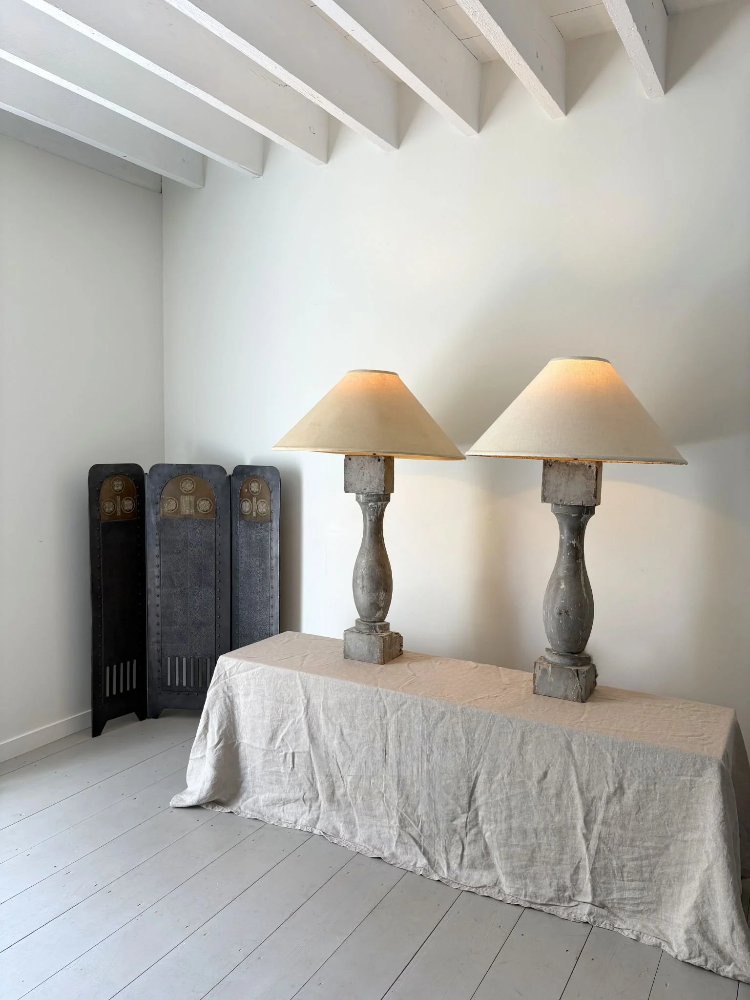 Decorative French table lamps formed from balustrade columns - Bureau Bruton Antiques and Vintage