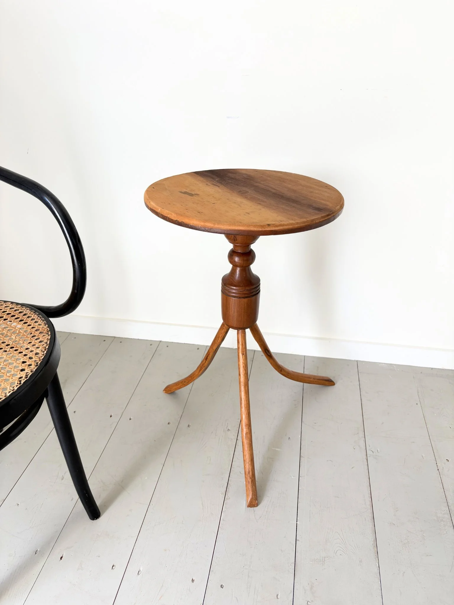 Round Bentwood Table With Splayed Tripod Legs - Bureau Bruton Antiques and Vintage Store
