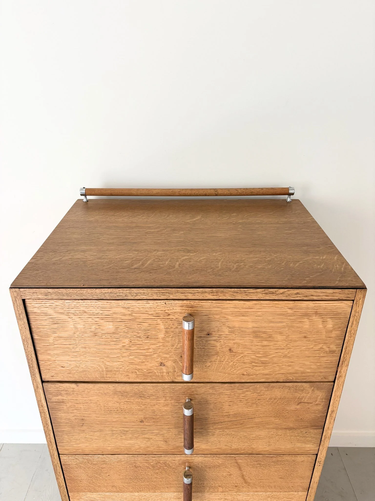 Art Deco Chest of Drawers With Chromed and Ebonised Detailing - Bureau Bruton