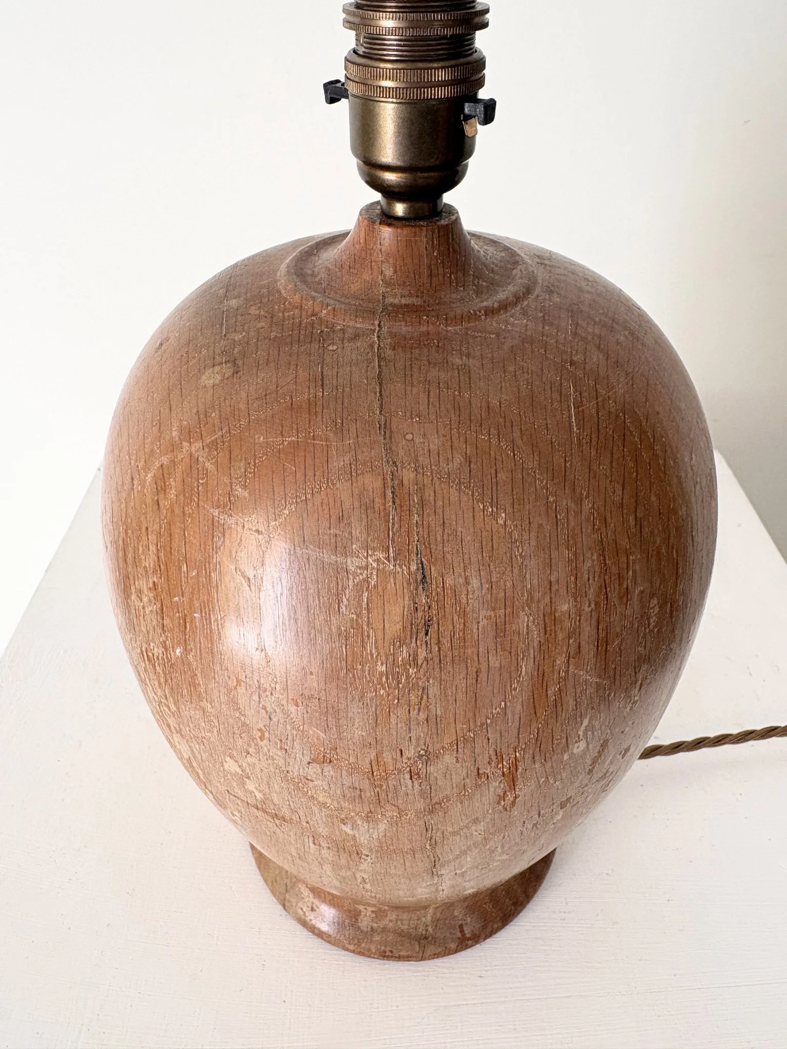 Limed Oak Table Lamp Rewired and PAT Tested - Bureau Bruton Antique and Vintage Lighting