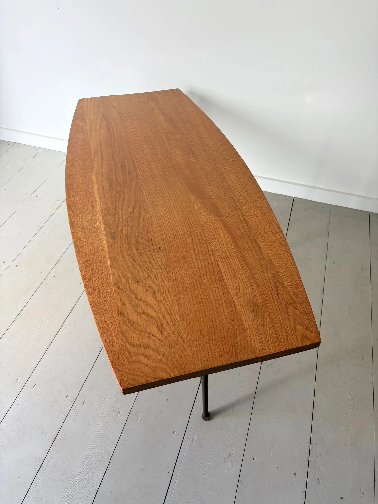 Josef Frank Style Minimalist Vintage Oak and Wrought Iron Coffee Table - Bureau Bruton