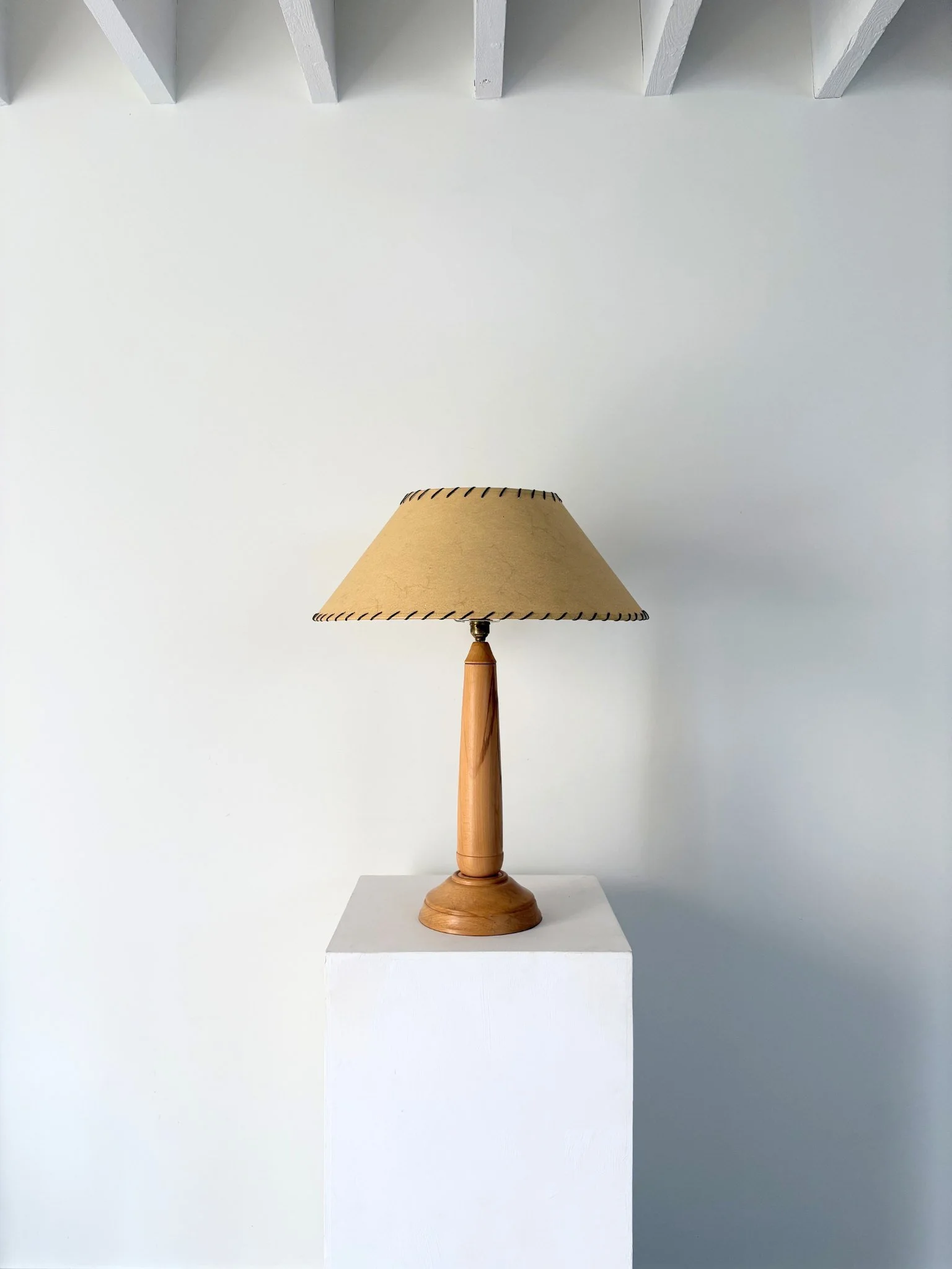 Mid Century Turned Wood Lamp - Bureau Bruton Antique and Vintage Lighting