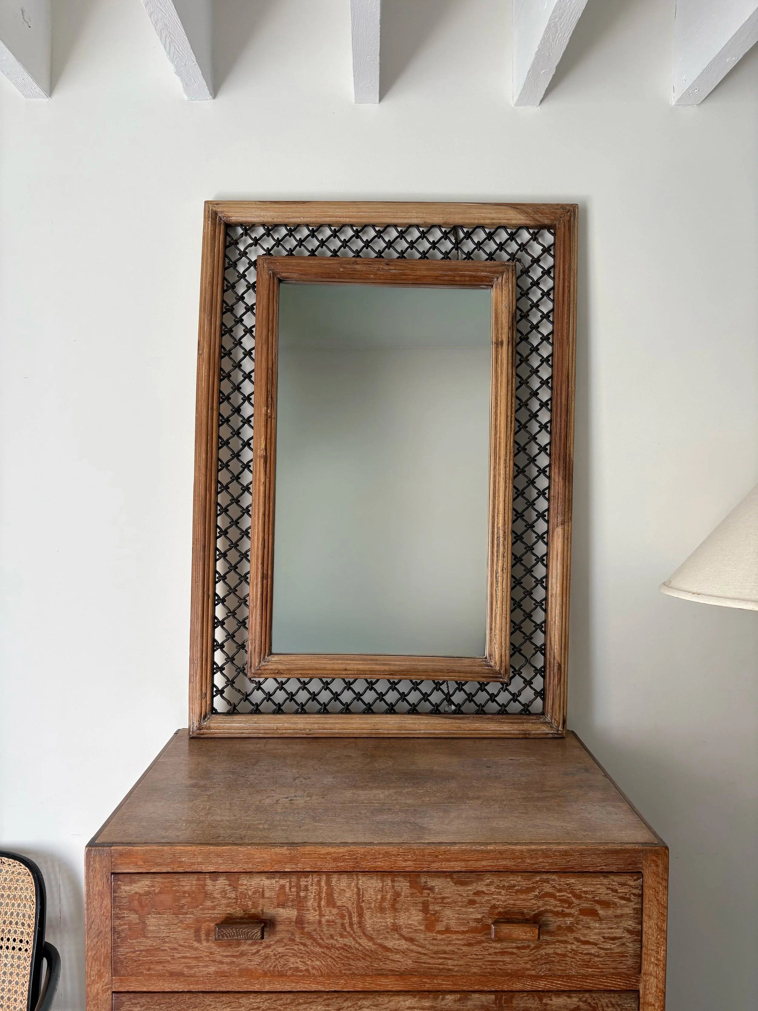 Vintage Ironwork Trellis Wall Mirror - Bureau Bruton Antiques and Vintage Design
