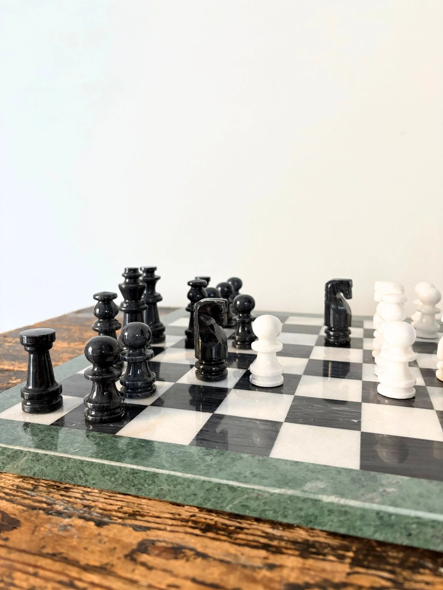 Green Chess Set Hewn In Solid Marble - Bureau Bruton