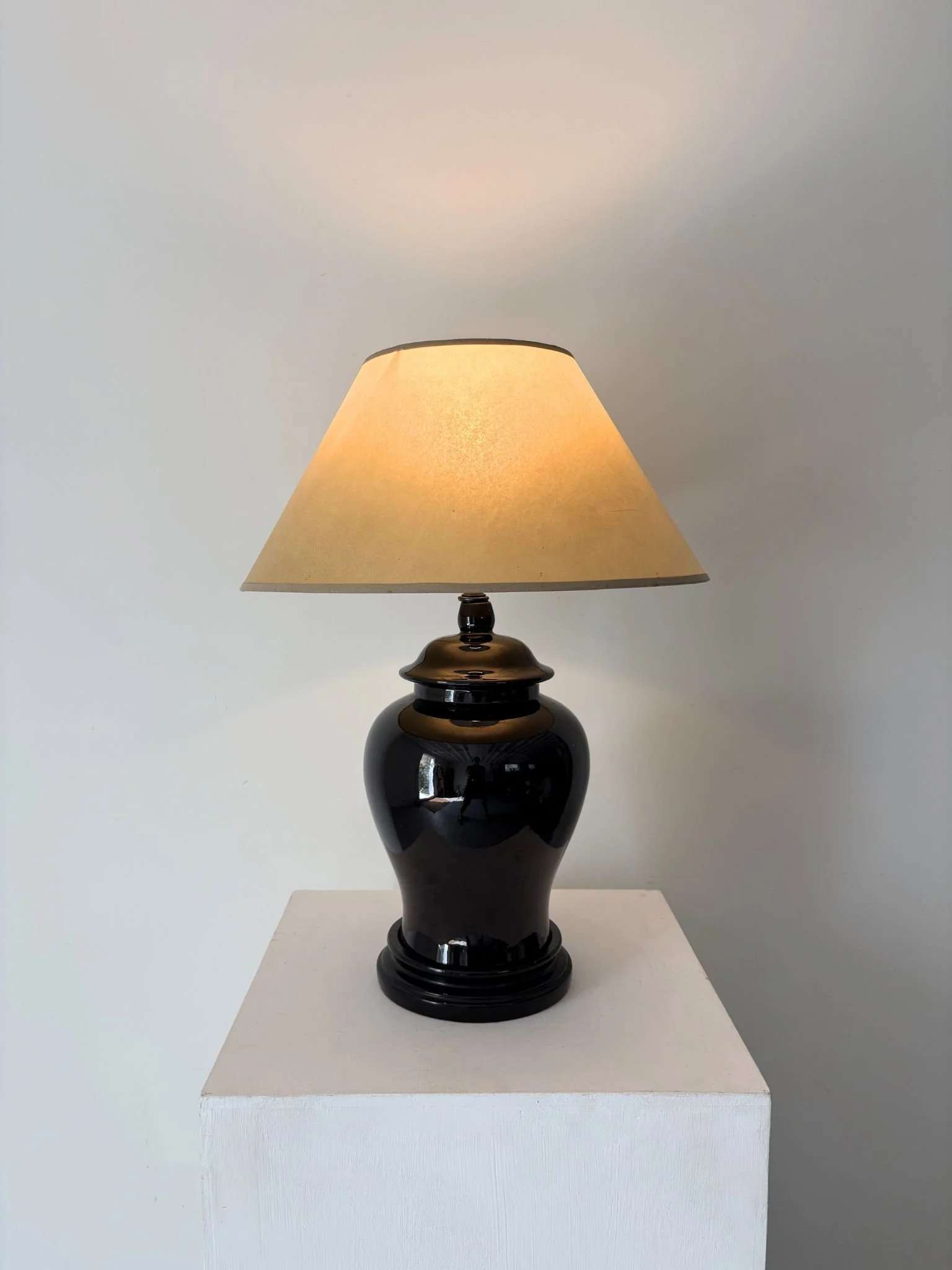 Post Modern 20th Century Black Gloss Table Lamp - Bureau Bruton Antiques and Vintage Shop