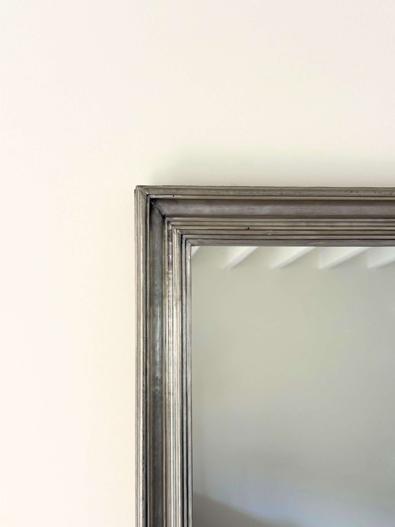 Decorative Repoussé Ribbed Metal Wall Mirror - Bureau Bruton Antiques and Vintage