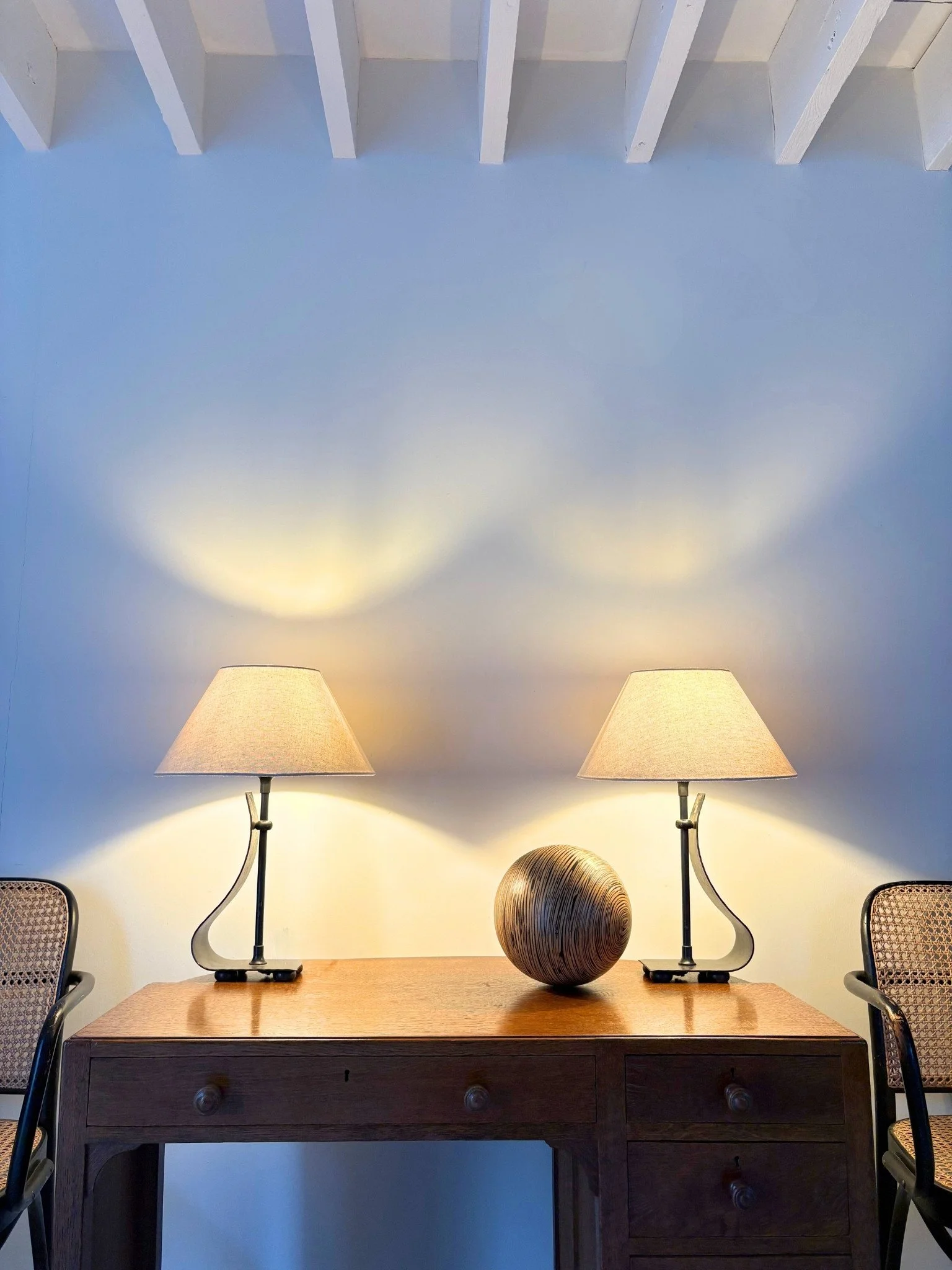 Wrought Iron Ribbon Table Lamps Rewired and PAT Tested - Bureau Bruton