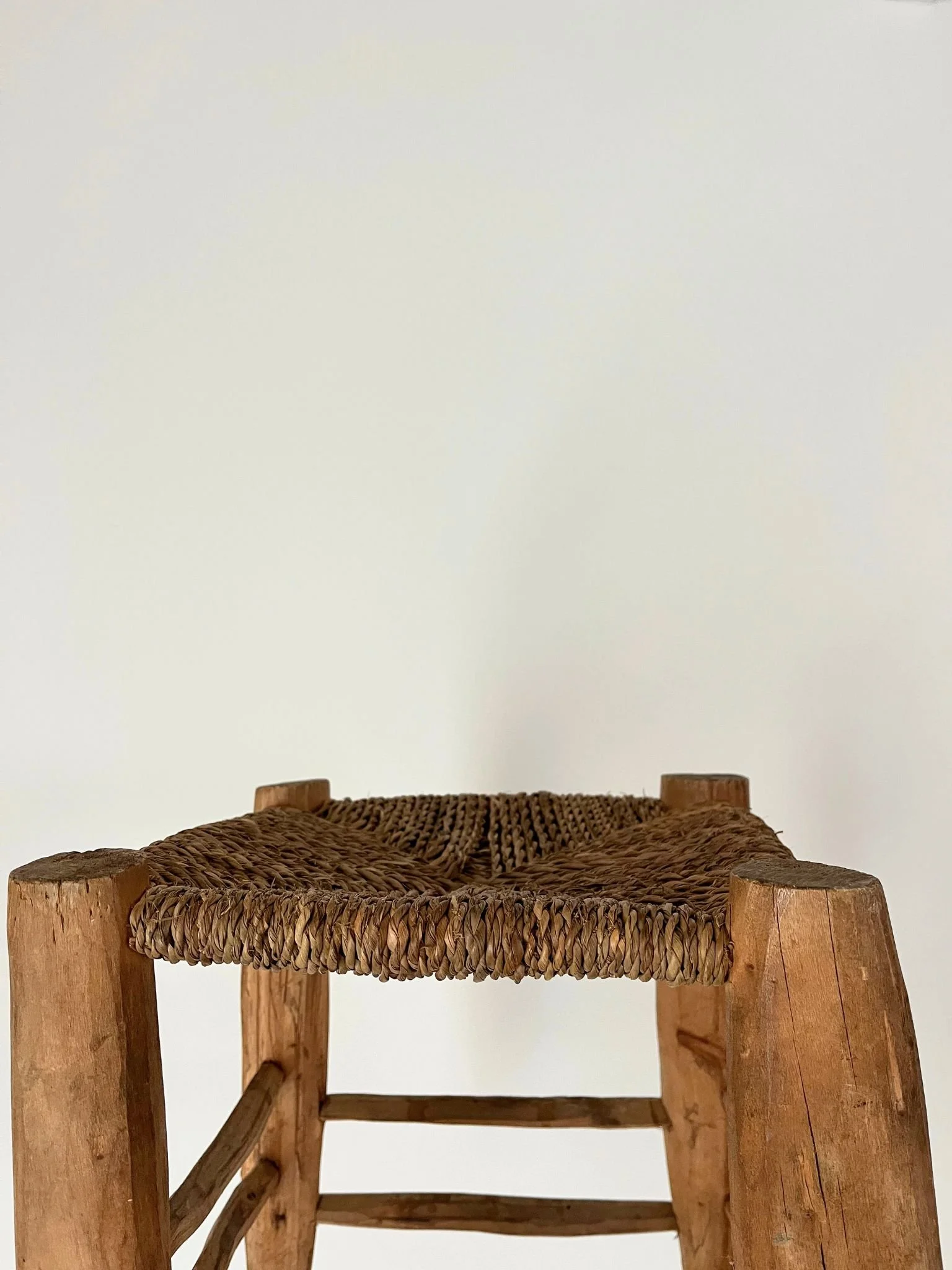 Primitive Rustic French Wooden and Rope Stool — Bureau Bruton Antiques ...