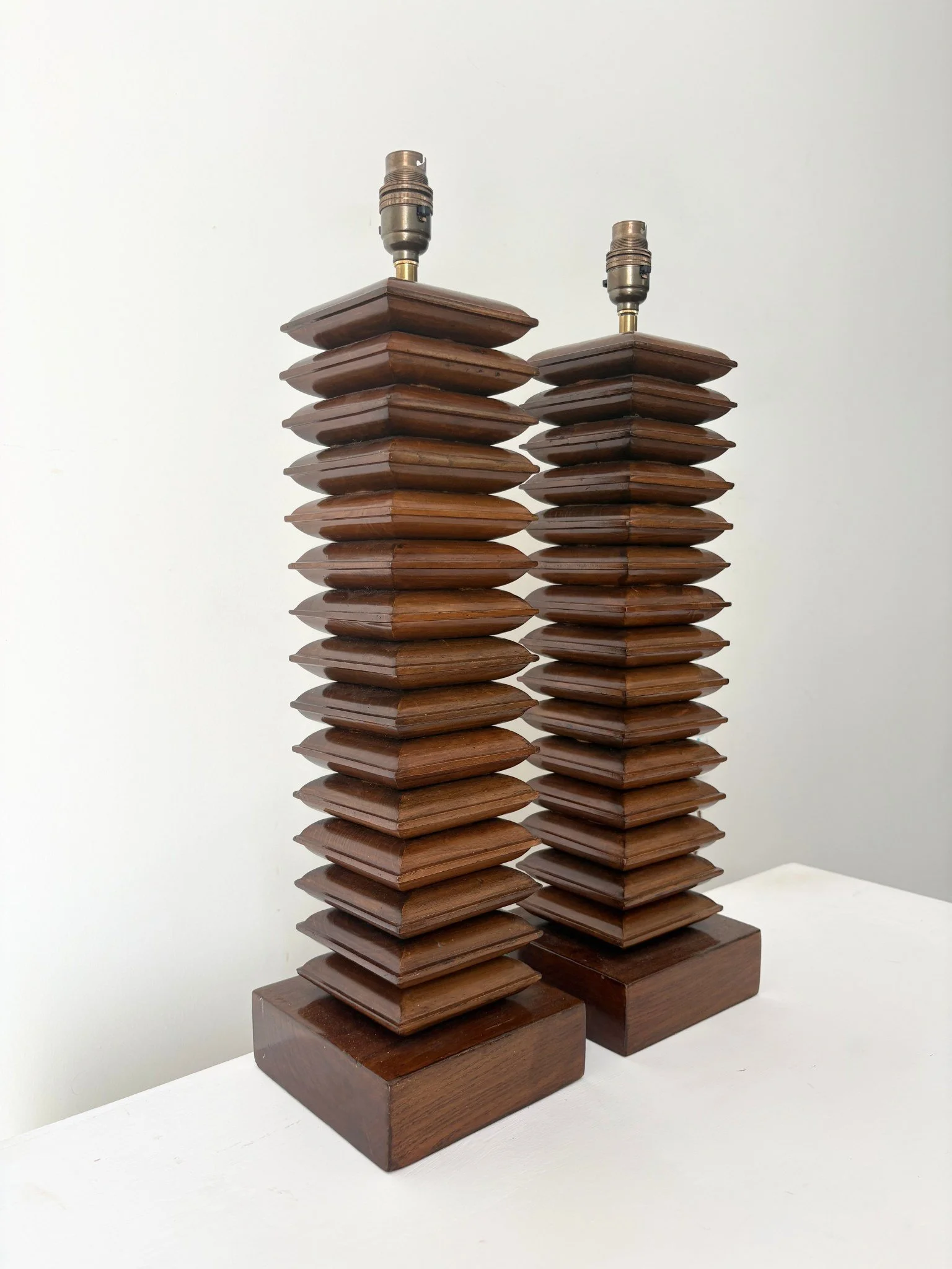 Pair Of Pagoda Lamps With Graphic Silhouette - Bureau Bruton Antiques and Vintage Design Gallery
