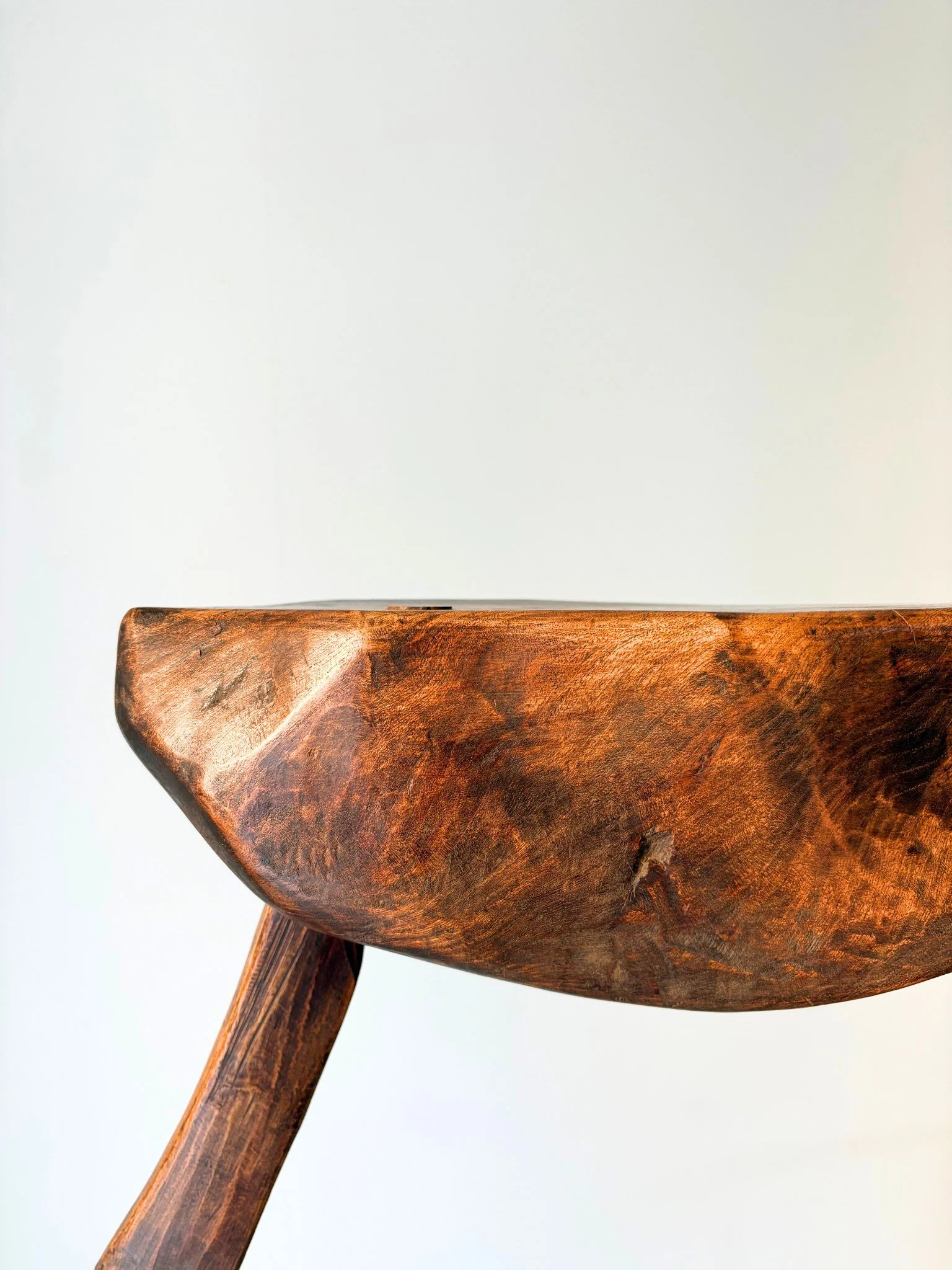 Splayed Brutalist Side Table Stool With Live Edge - Bureau Bruton