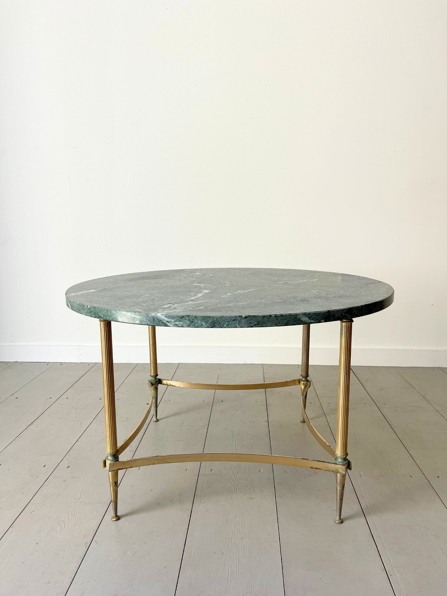 Neoclassical Mid Century Marble and Brass Coffee Table - Bureau Bruton