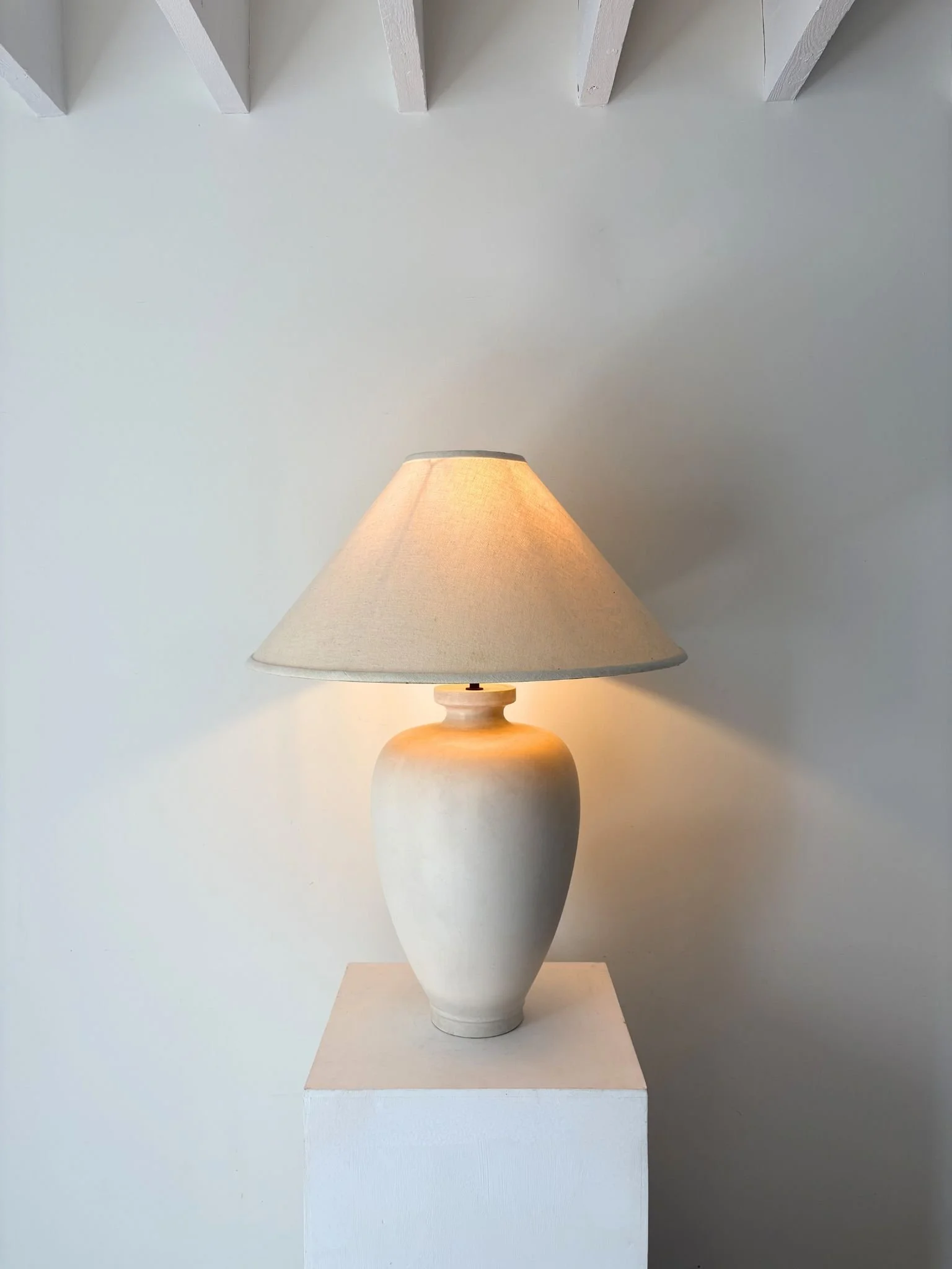 Giant 20th Century Vintage Off White Table Lamp - Bureau Bruton Antique and Vintage Lighting