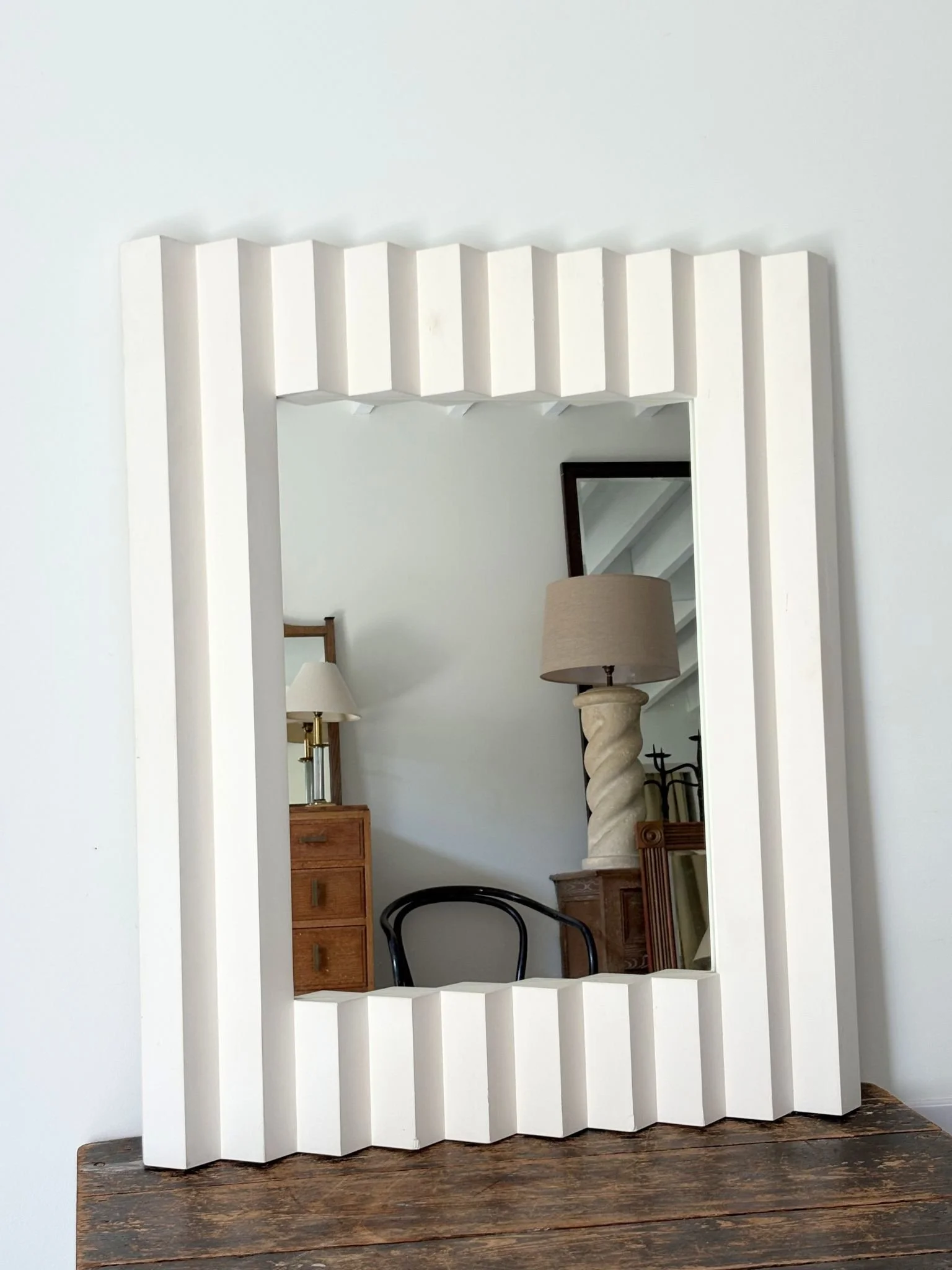 20th Century Vintage Plaster Mirror Ricochet Mirror By Atelier Sedap - Bureau Bruton Antiques and Design Shop