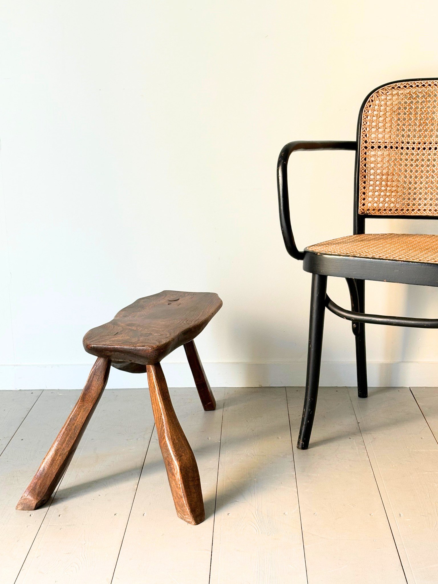 Organic Naturalistic Carved Wood Stool - Bureau Bruton Antiques and Design Shop and Gallery