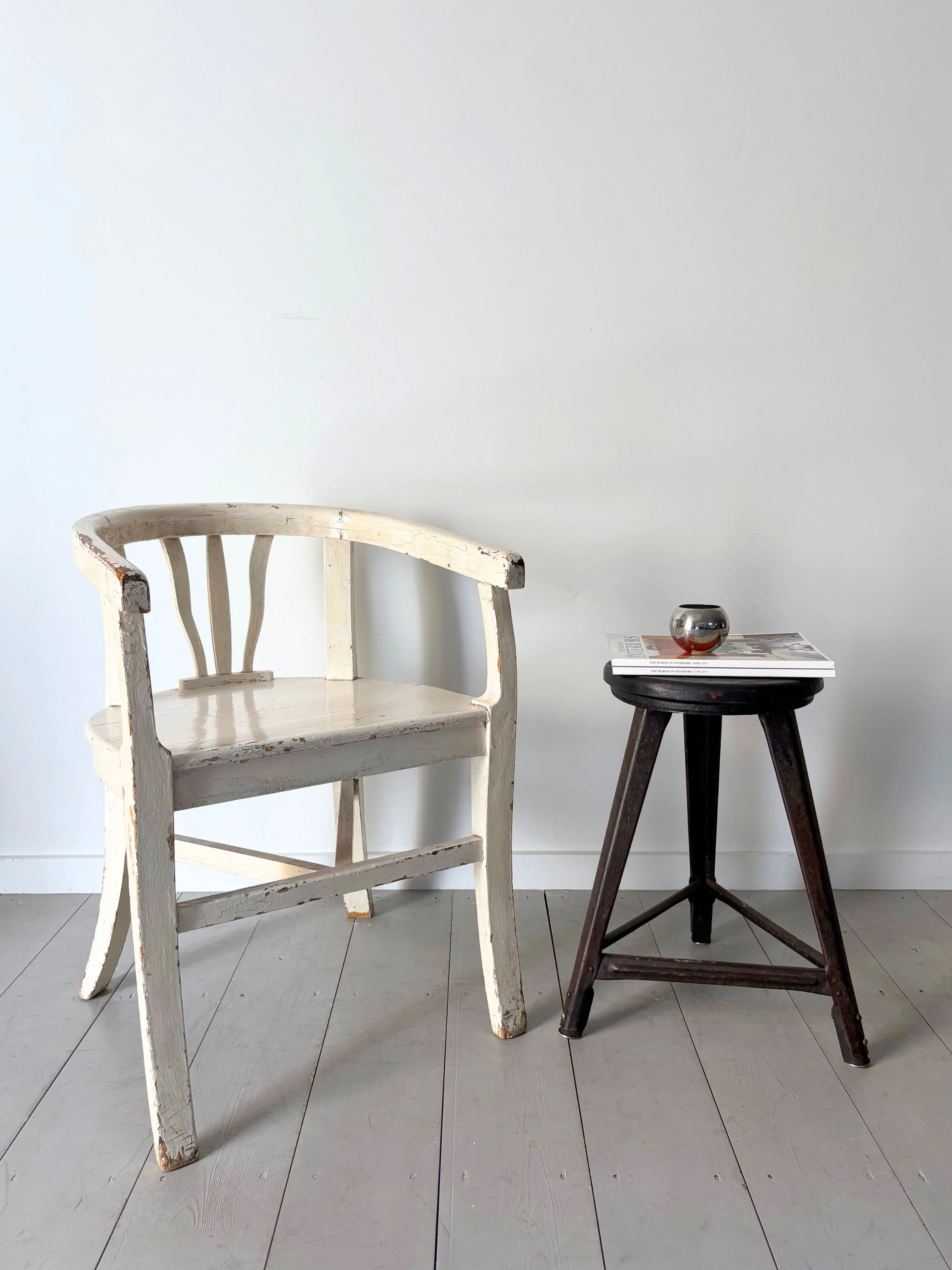 Riveted and Ebonised Industrial Modernist Machinist Stool- Bureau Bruton Antique and Vintage Shop