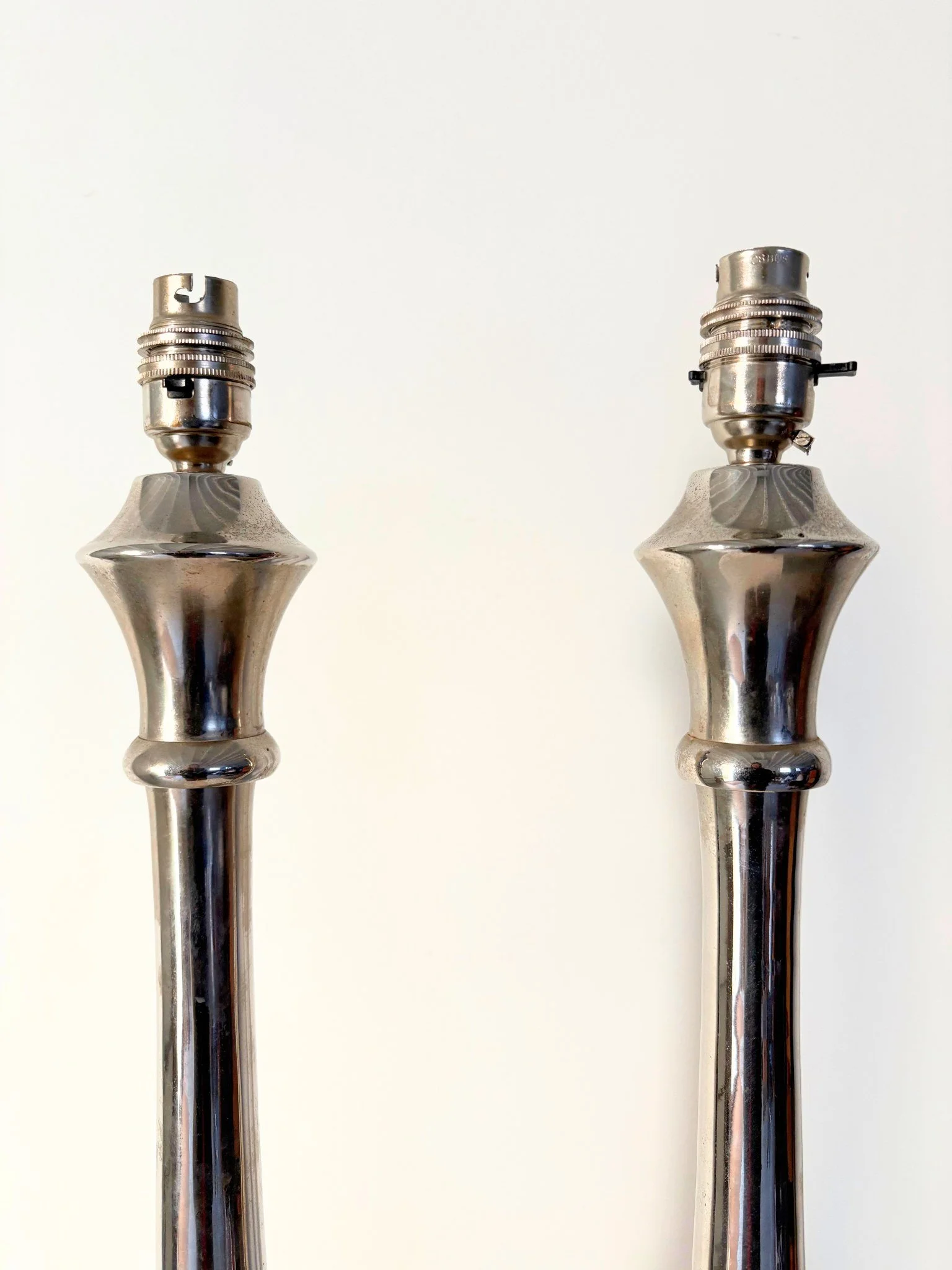 Pair Tall Chrome Lamps