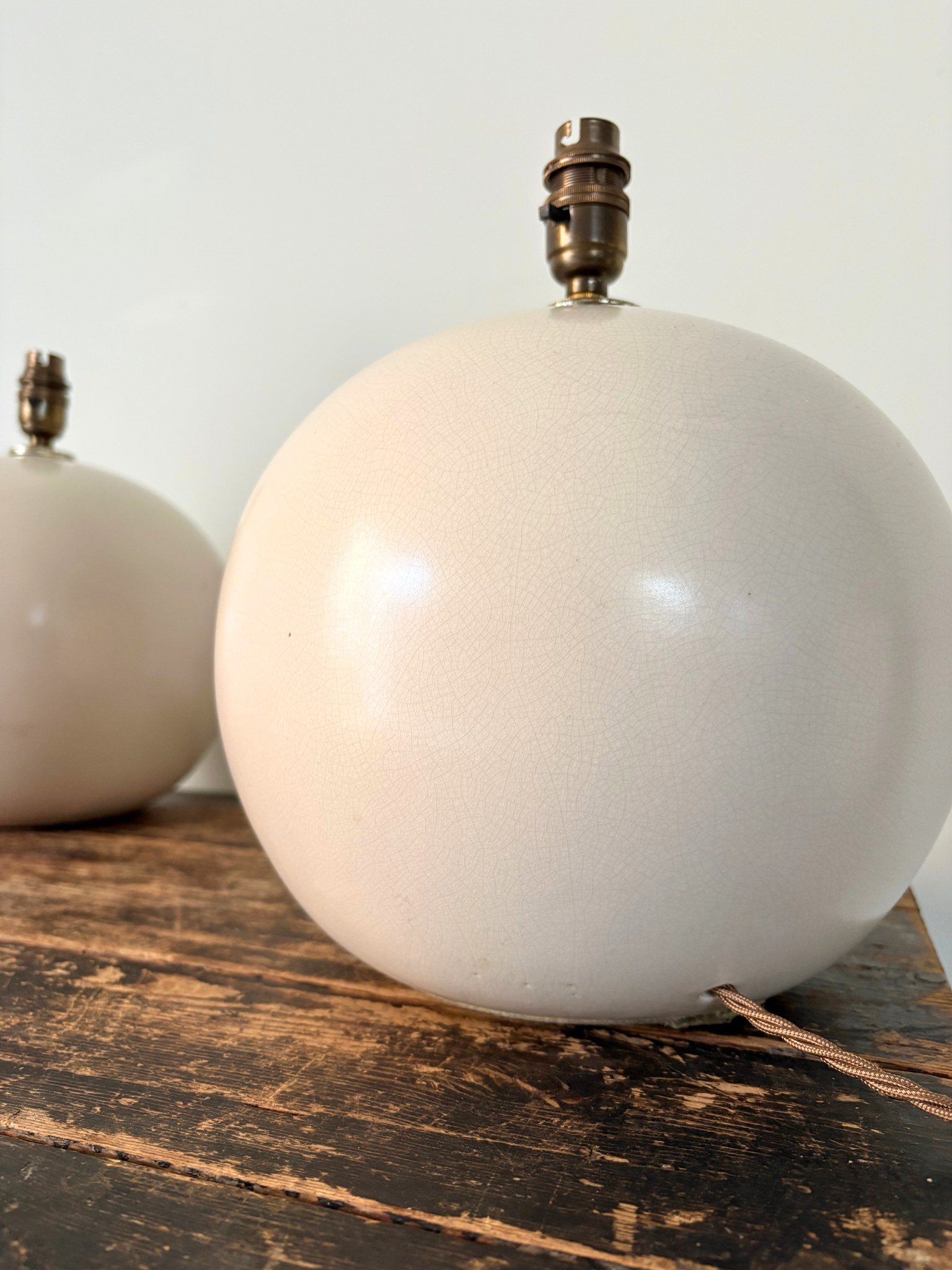Pair Of Large 20th Century Orb Sphere Table Lamps Rewired and Safety Tested - Bureau Bruton