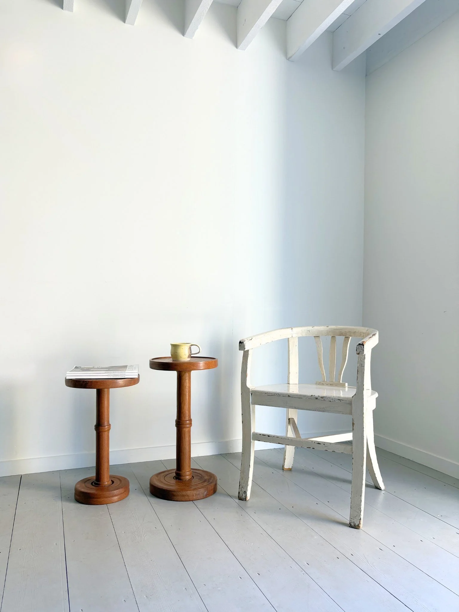 Pair of Cotswold School Solid Turned Oak Side Tables - Bureau Bruton Antiques and Vintage