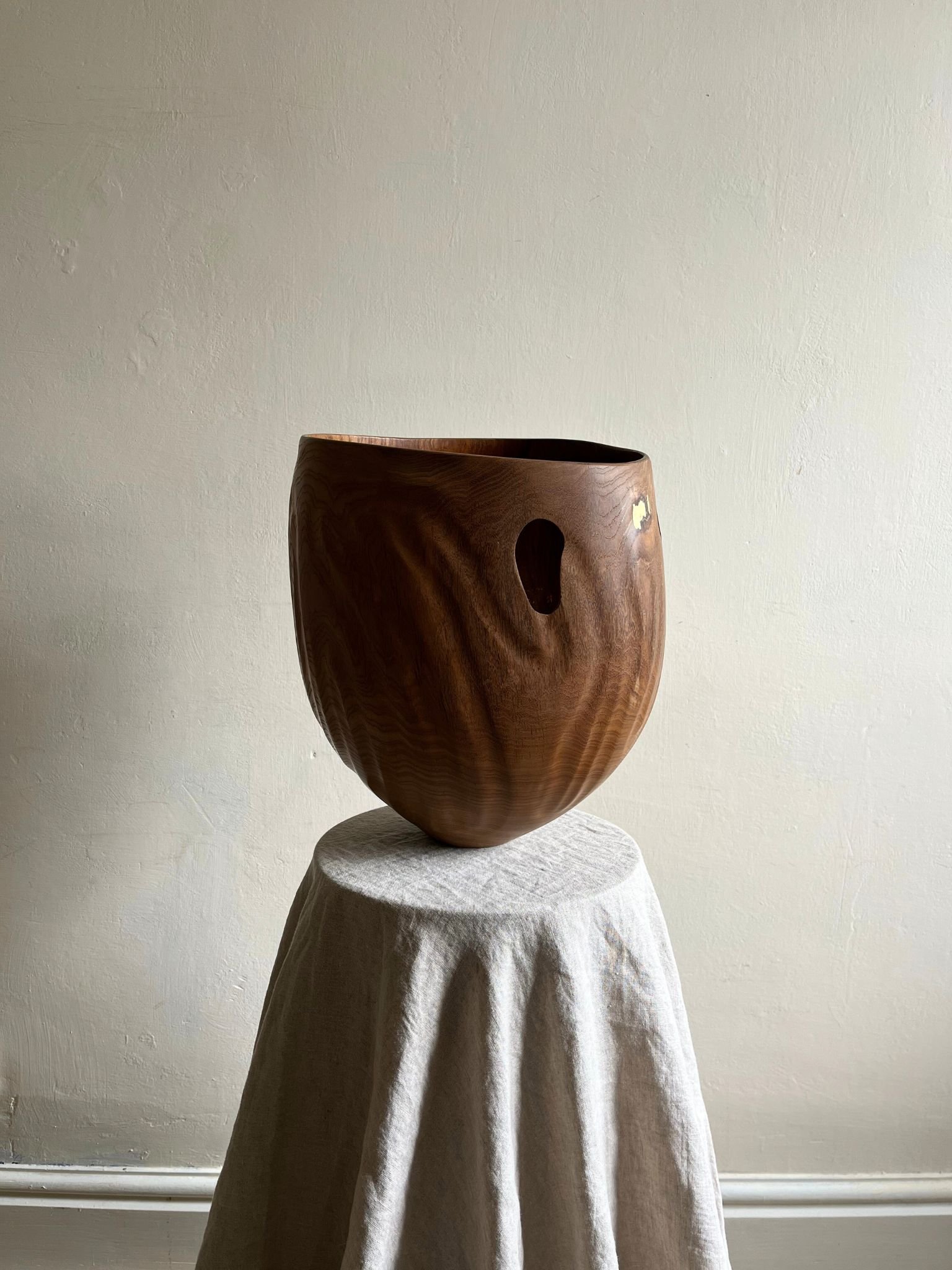 Unique hand carved oversized sculptural wooden vessel by Joel Parkes - Bureau Bruton