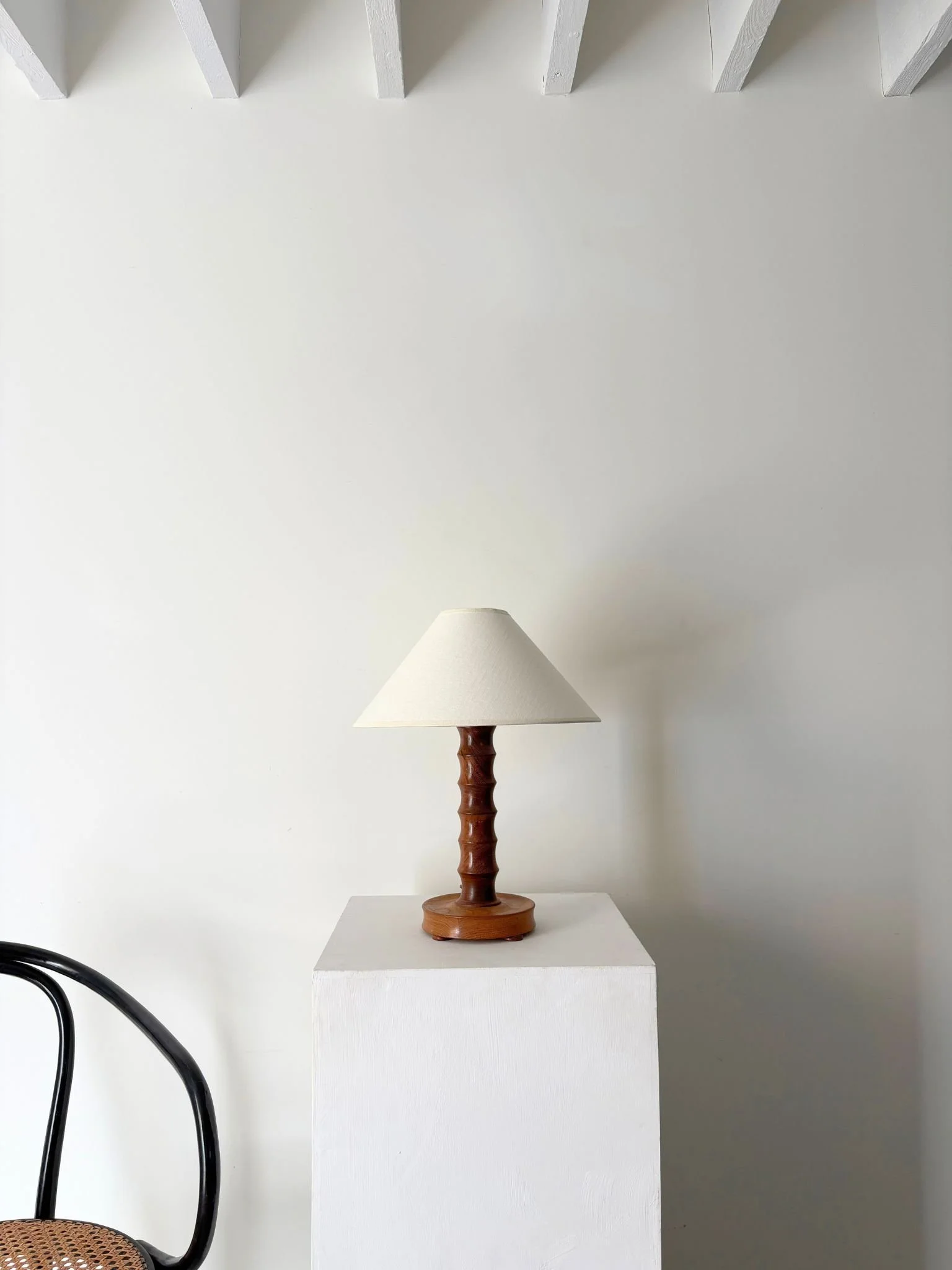 Hand Turned French Table Lamp In Solid Wood - Bureau Bruton Antiques and Vintage