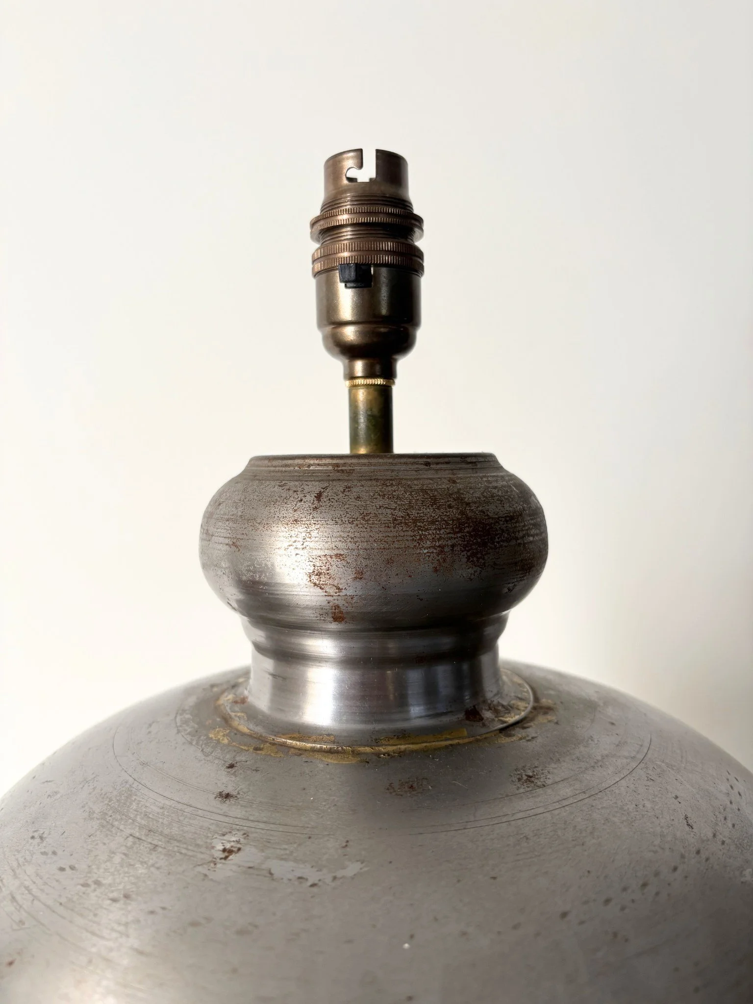 Large Vintage Mixed Metal Table Lamp - Bureau Bruton Antiques and Design Shop