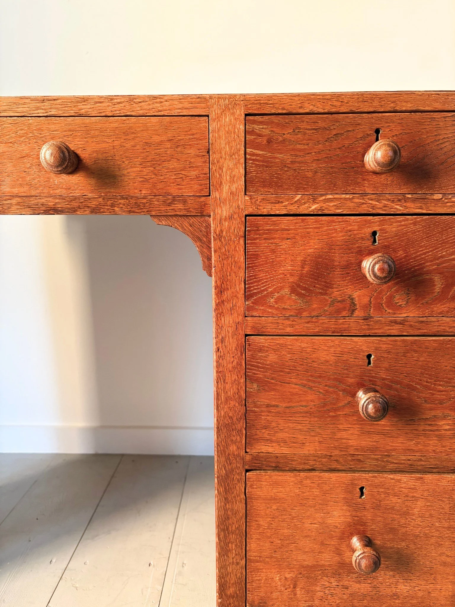 Vintage 20th Century Heals Writing Desk with Turned Drawer Pulls - Bureau Bruton