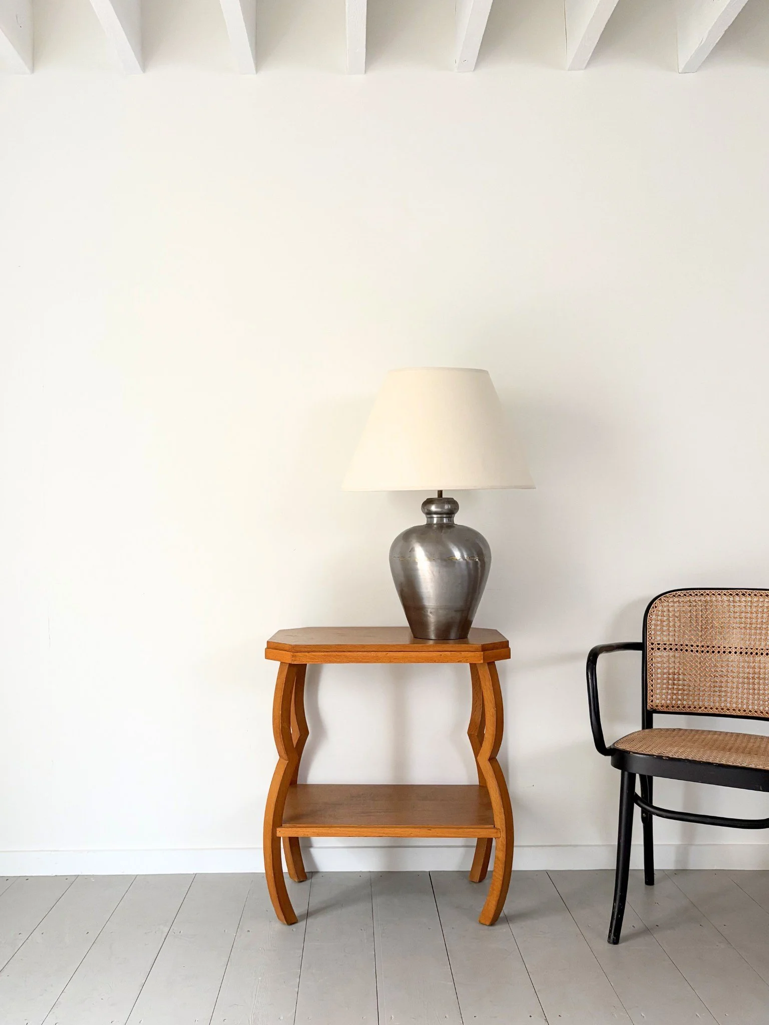 Large Vintage Mixed Metal Table Lamp, on view now at the Bruton showroom - Bureau Bruton Antiques and Vintage Sourcing Service