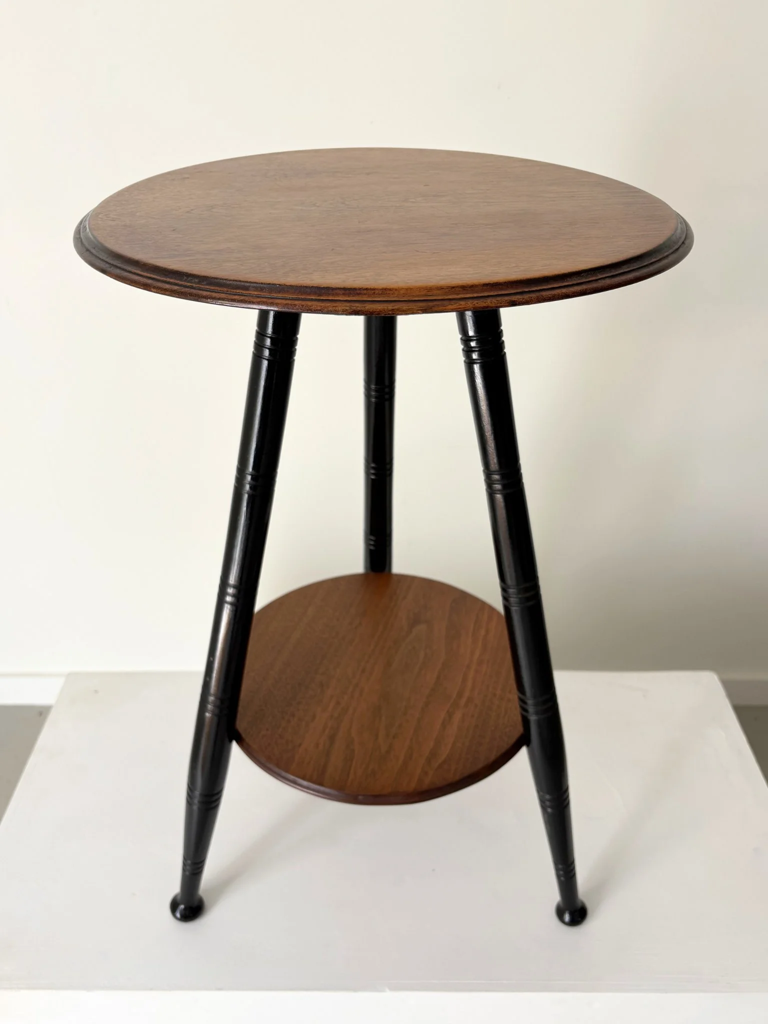 Ebonised Side Table With Circular Top On Tripod Legs - Bureau Bruton Antiques and Vintage Shop