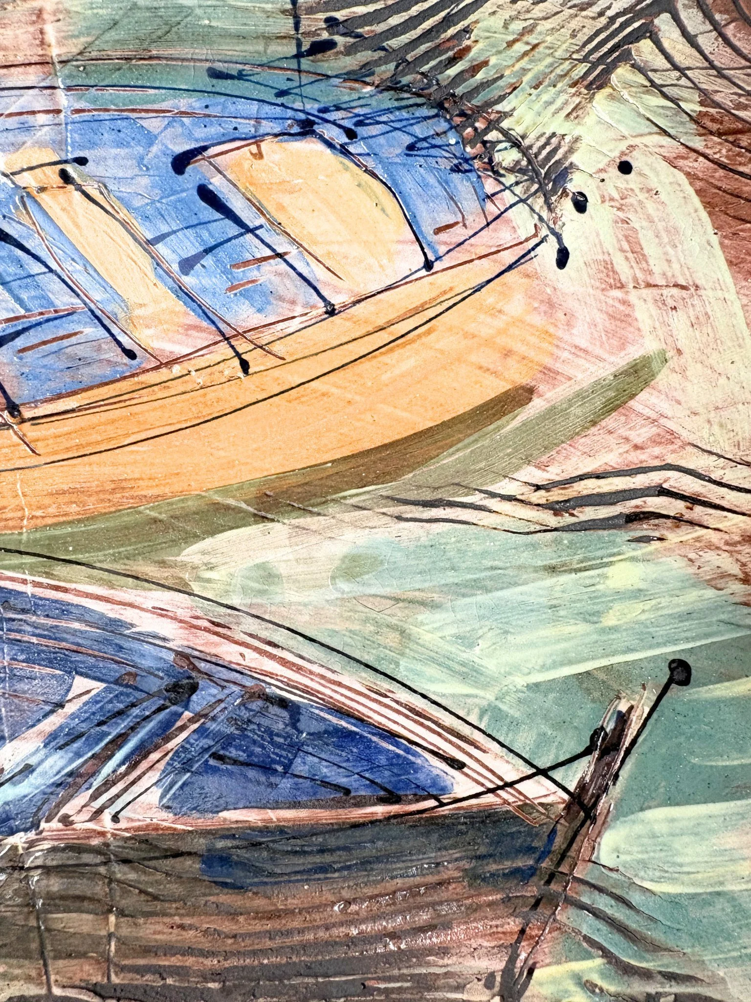 Expressive Line Work On Our Ceramic Scroll Wall Plaque - Bureau Bruto