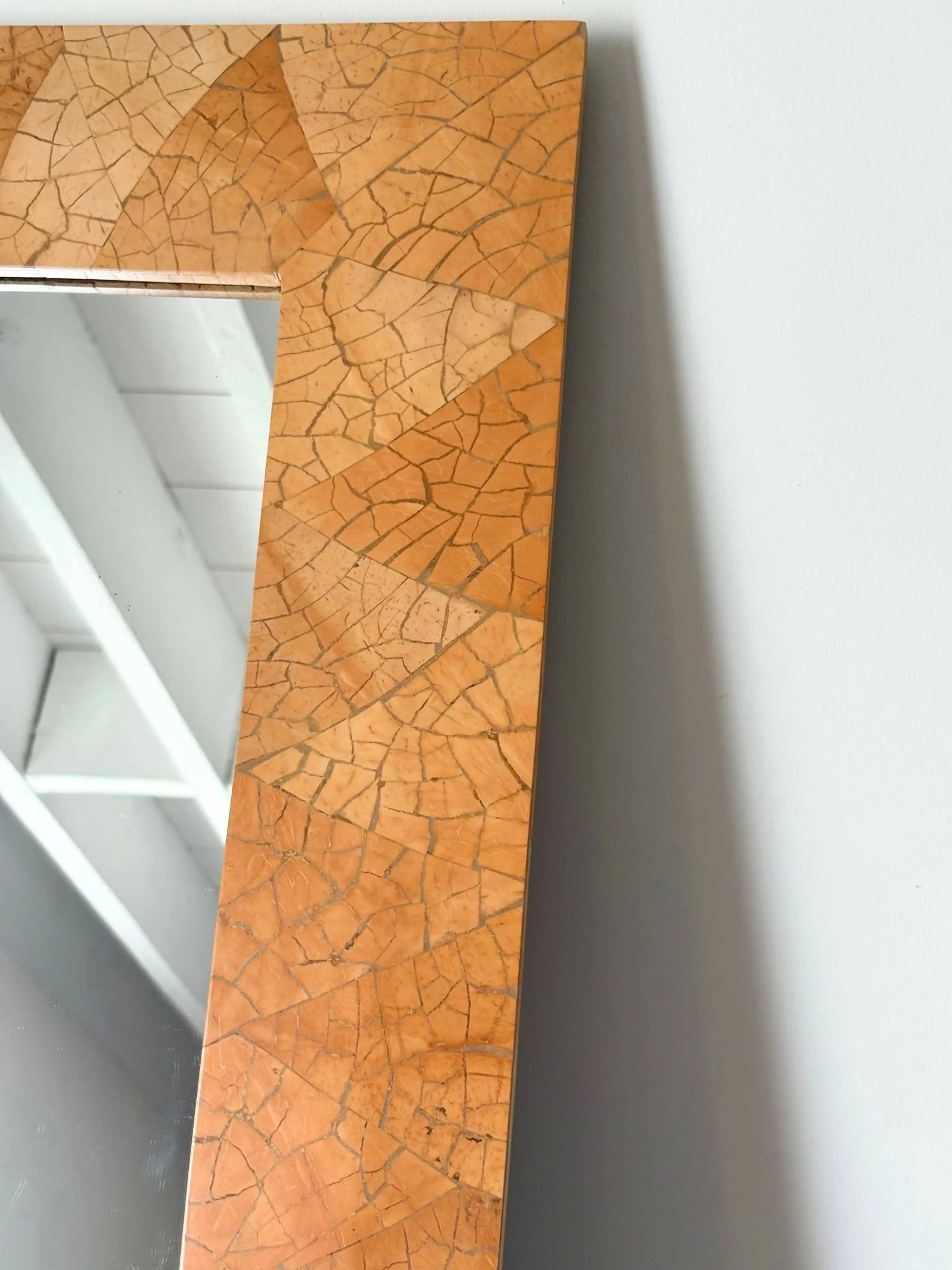 Tessellated Frame Karl Springer Style Wall Mirror - Bureau Bruton