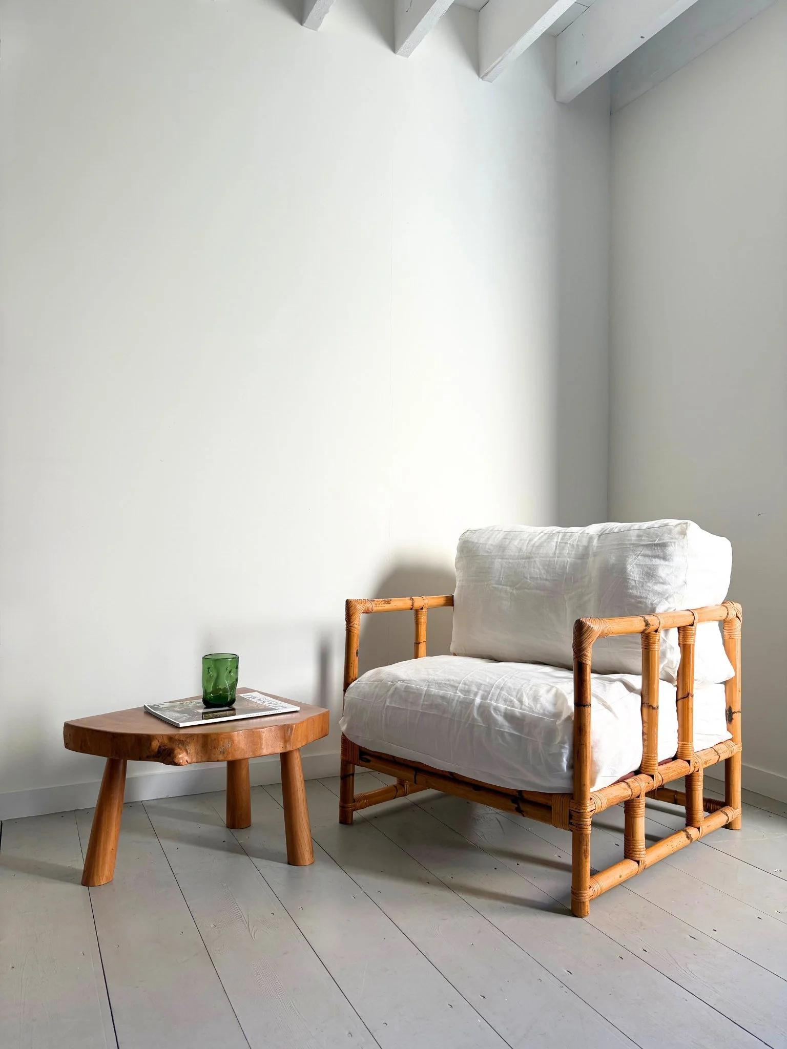 Italian Vintage Geometric Rattan Chair, One Of A Pair - Bureau Bruton