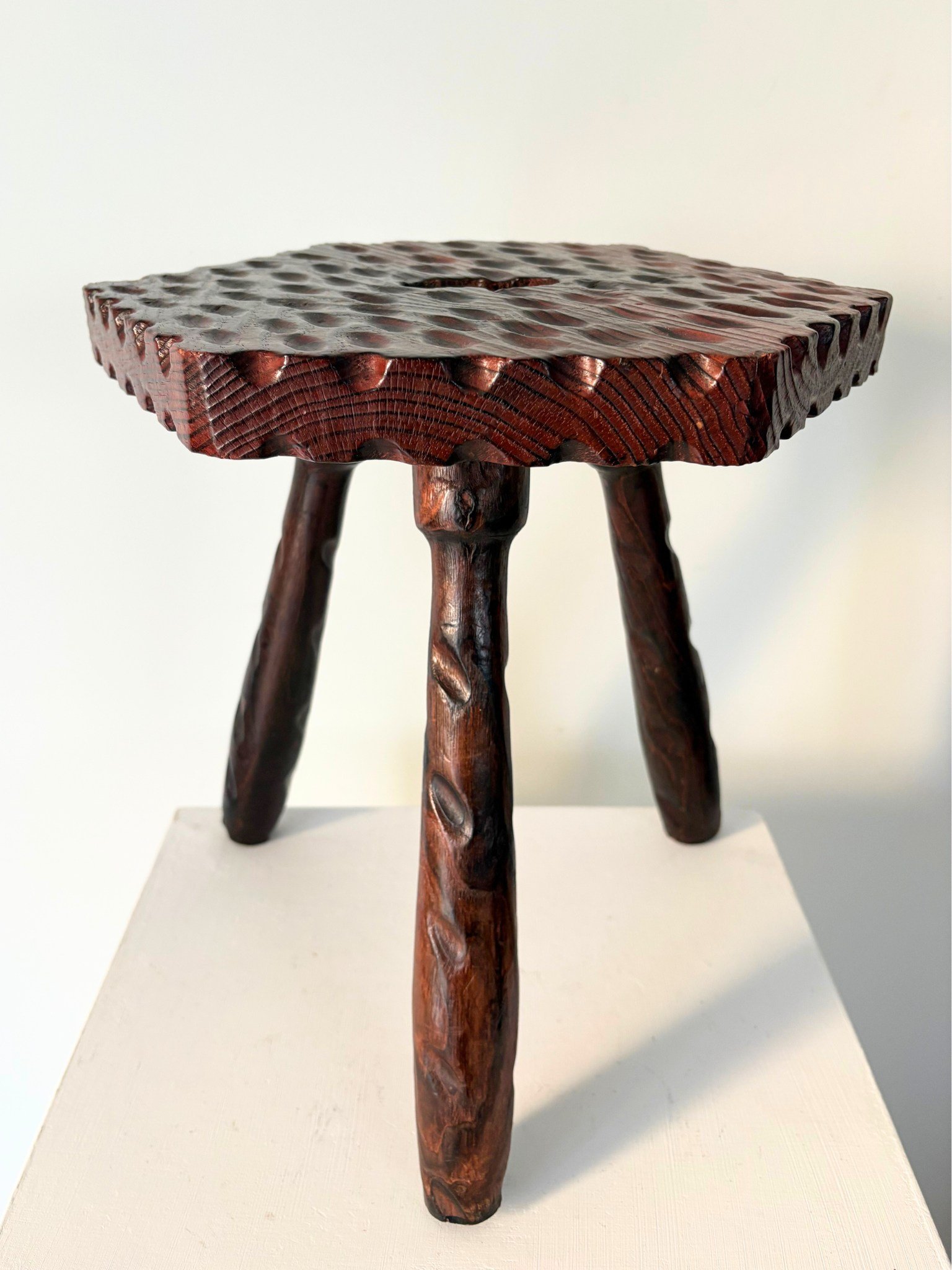 Carved Colonial Side Table Stool - Bureau Bruton