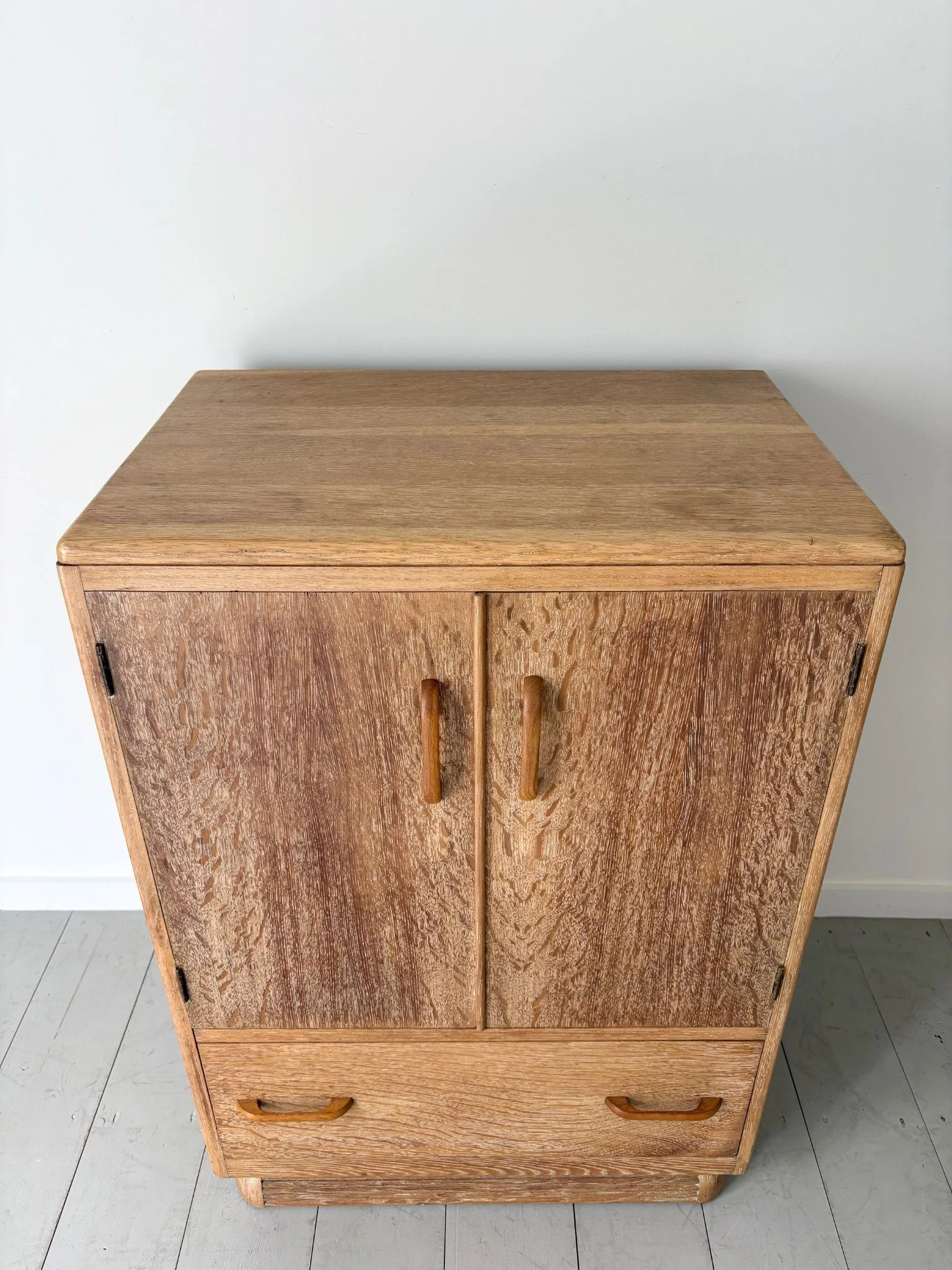 Limed Oak Vintage Tall Boy Cupboard - Bureau Bruton Furniture Art and Objects